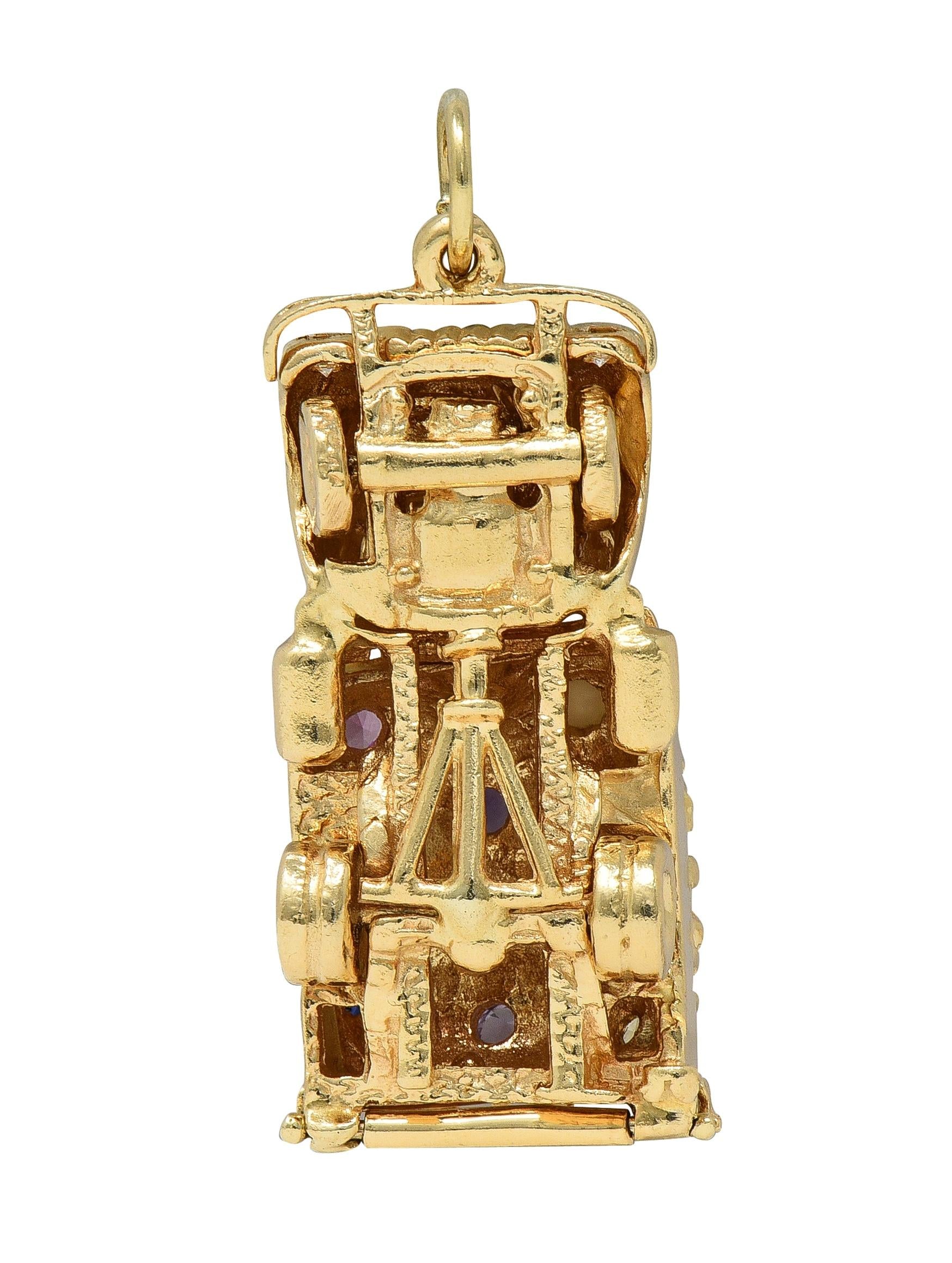 1960's Multi-Gem 14K Yellow Gold Vintage Loads-of-Love Truck Pendant Charm