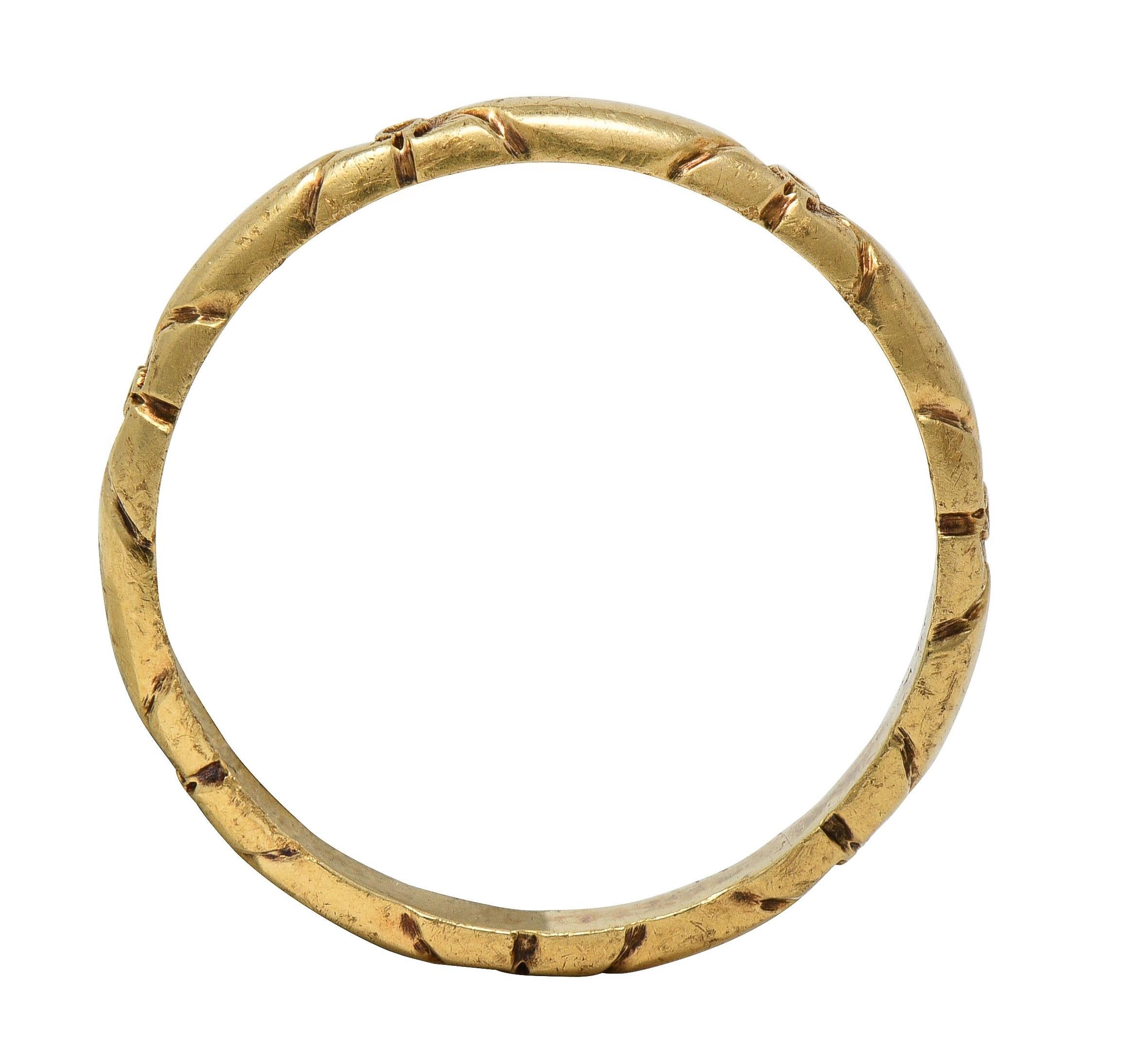 Art Deco 14 Karat Yellow Gold Antique Orange Blossom Wedding Band Ring