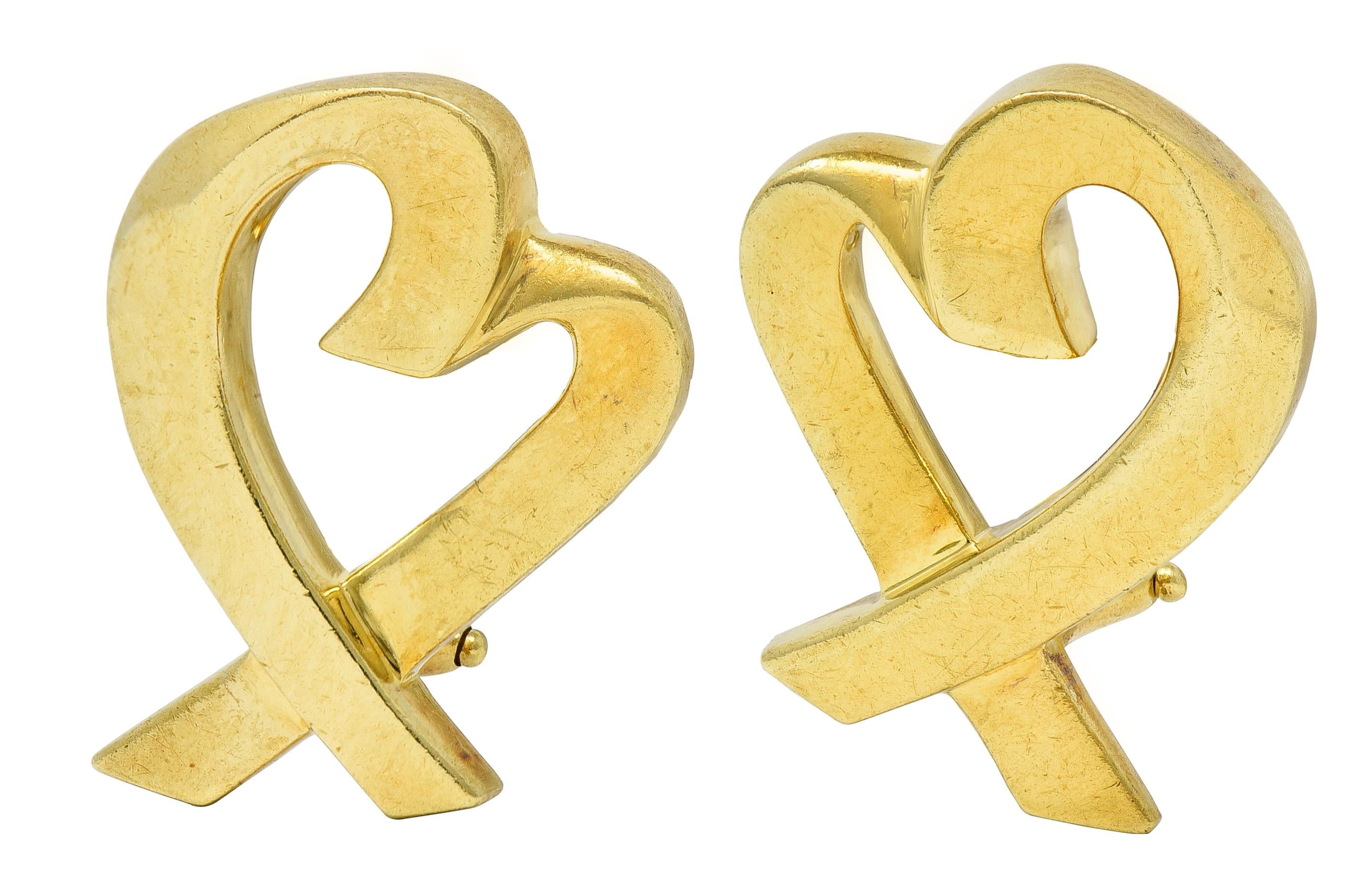 Paloma Picasso Tiffany & Co. 1990's 18K Gold Vintage Loving Heart Earrings
