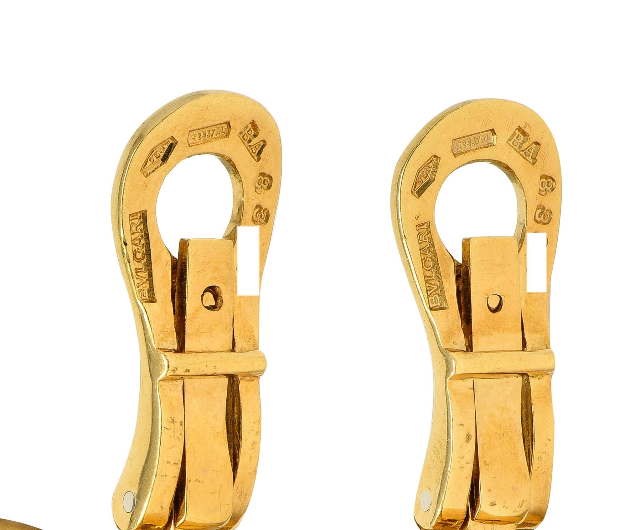 Bulgari 1990's 18 Karat Yellow Gold Vintage Alveare J-Hoop Ear-Clip Earrings