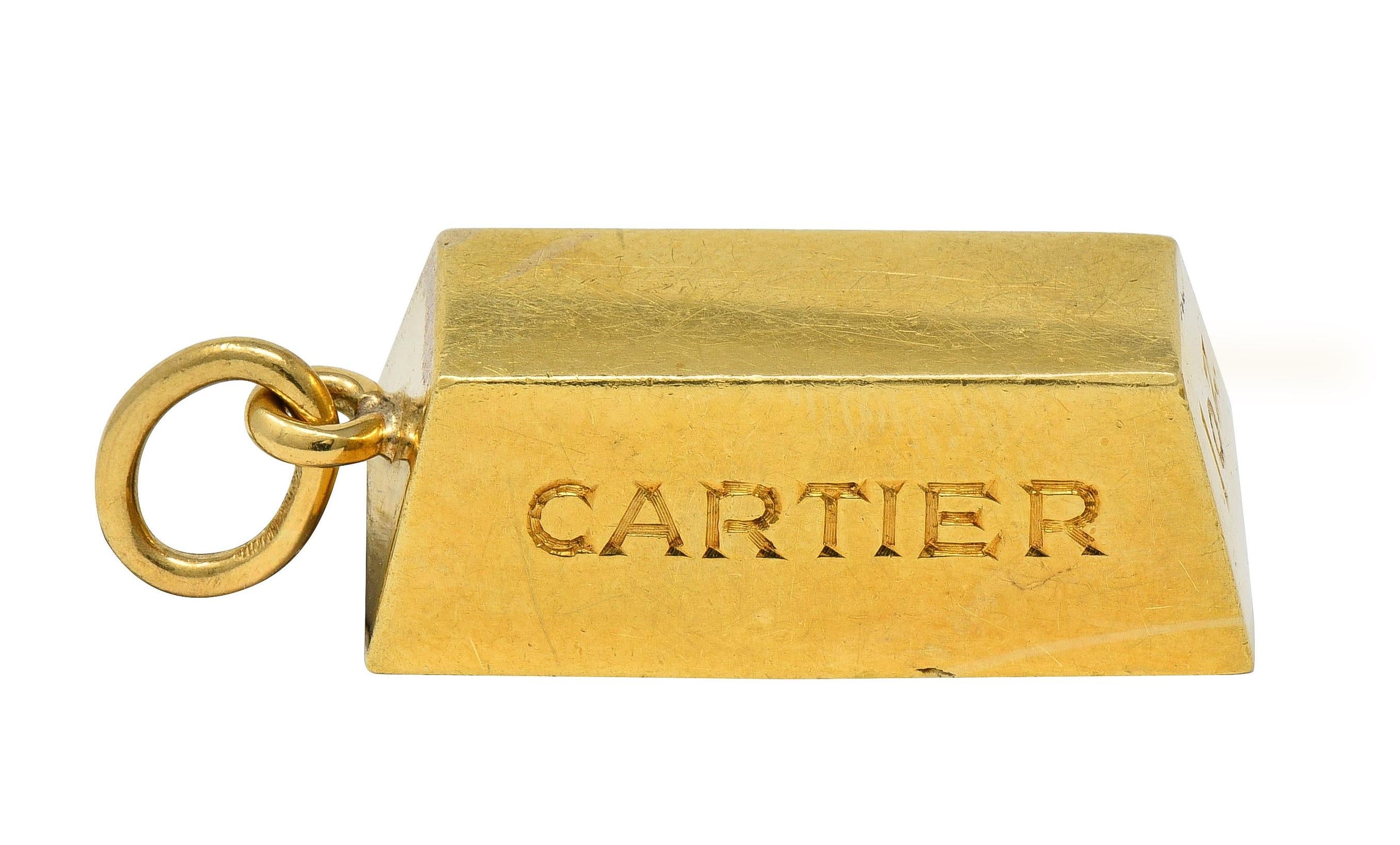 Cartier 1970's 18 Karat Yellow Gold Vintage 1 Ounce Gold Bar Ingot Pendant Charm