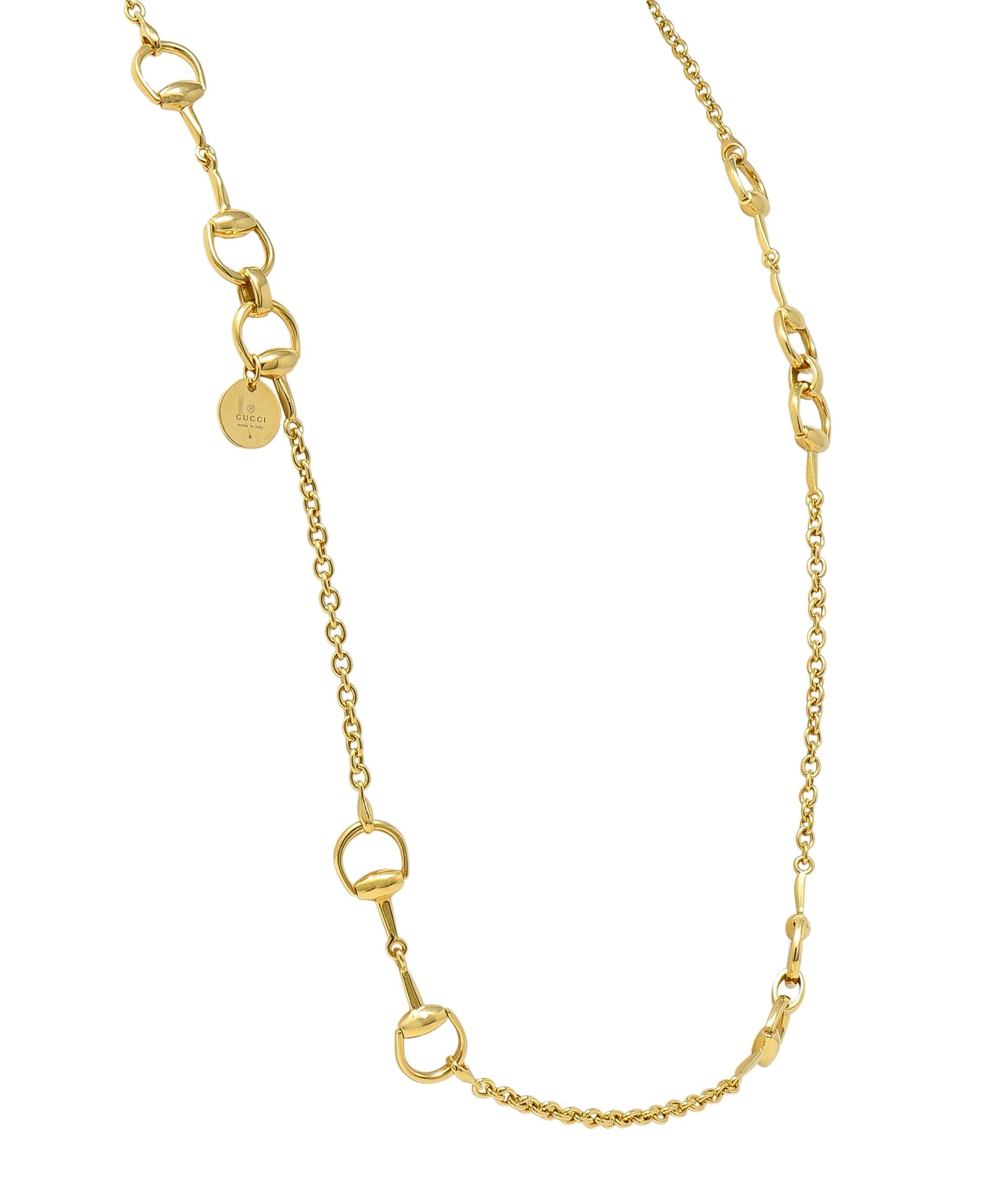 Gucci 1990's 18 Karat Yellow Gold Vintage Horsebit 36 IN Long Chain Necklace