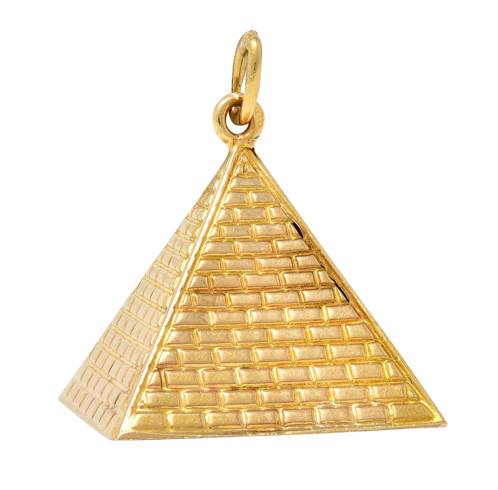 1960's 18 Karat Yellow Gold Vintage Egyptian Pyramid Pendant Charm