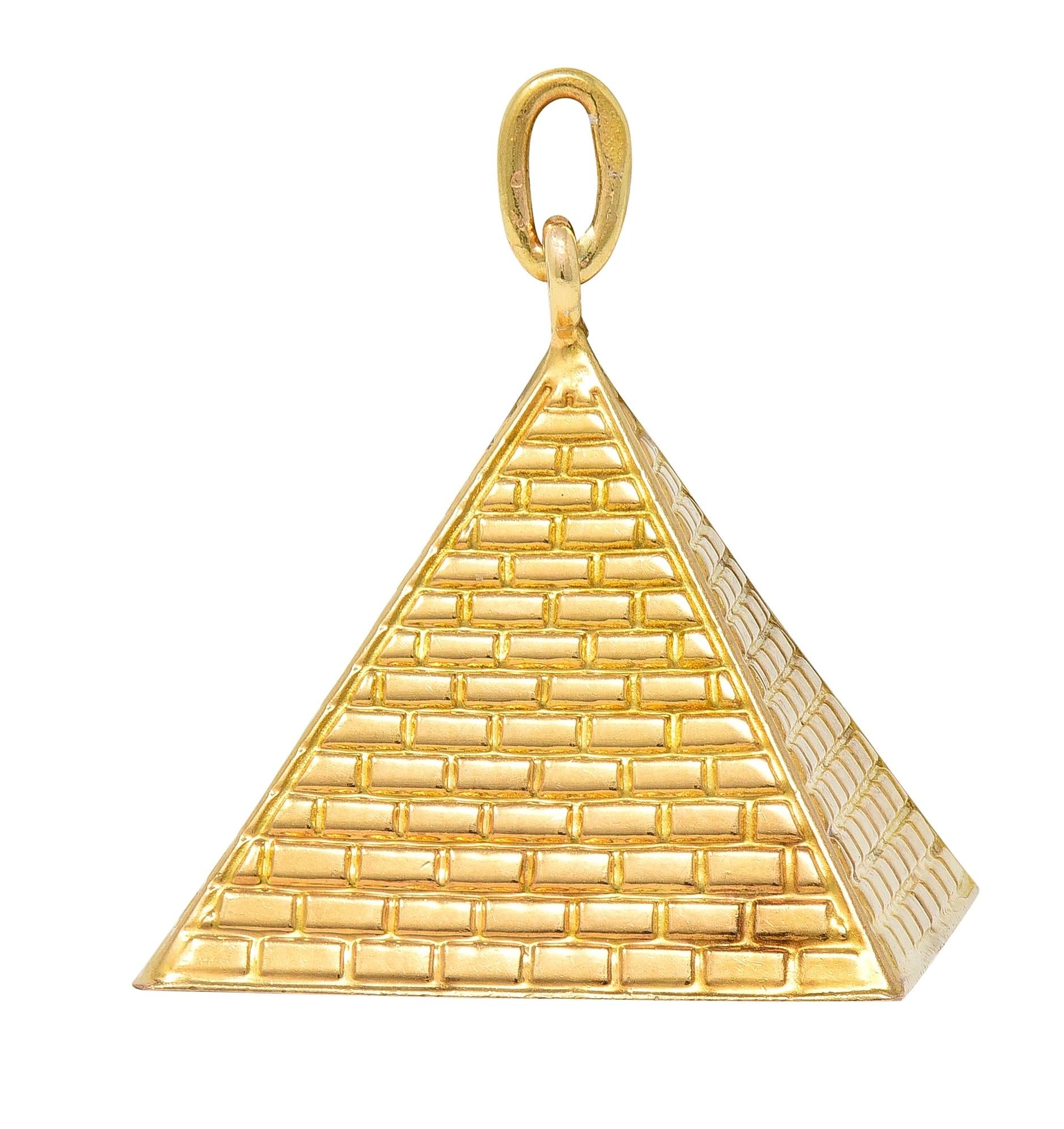 1960's 18 Karat Yellow Gold Vintage Egyptian Pyramid Pendant Charm