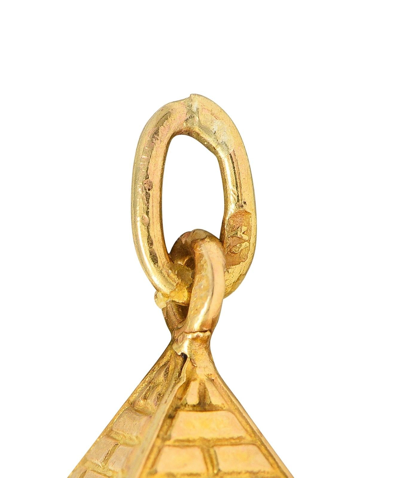 1960's 18 Karat Yellow Gold Vintage Egyptian Pyramid Pendant Charm