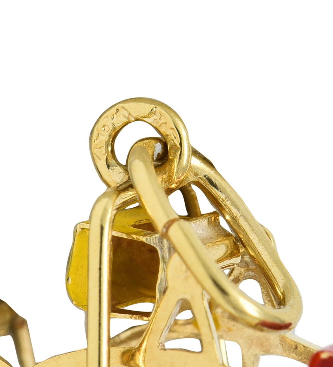 1960's Enamel 14 Karat Yellow Gold Vintage Ferris Wheel Pendant Charm