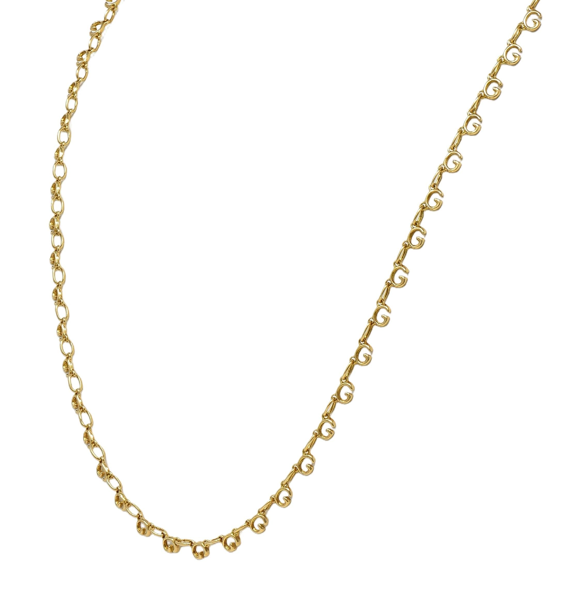 Gucci 2000's 18 Karat Yellow Gold G Chain Link Necklace