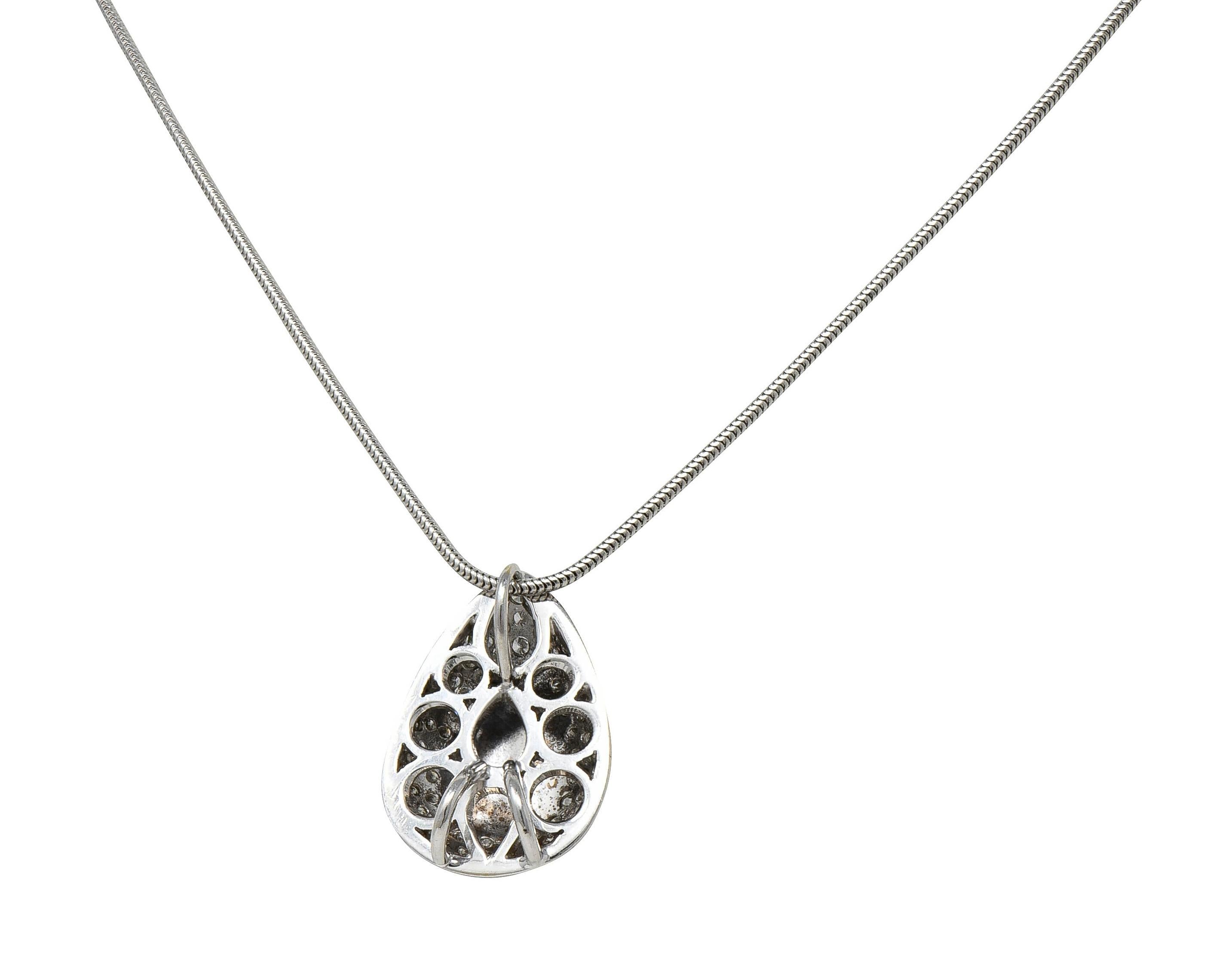 Contemporary 2.30 CTW Paraiba Tourmaline Diamond 18K Gold Pendant Necklace GIA