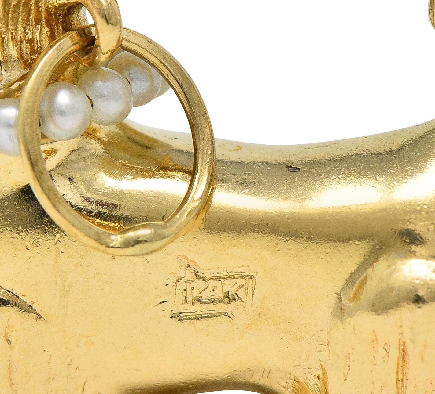 1950's Ruby Pearl 14 Karat Yellow Gold Vintage Poodle Pendant Charm