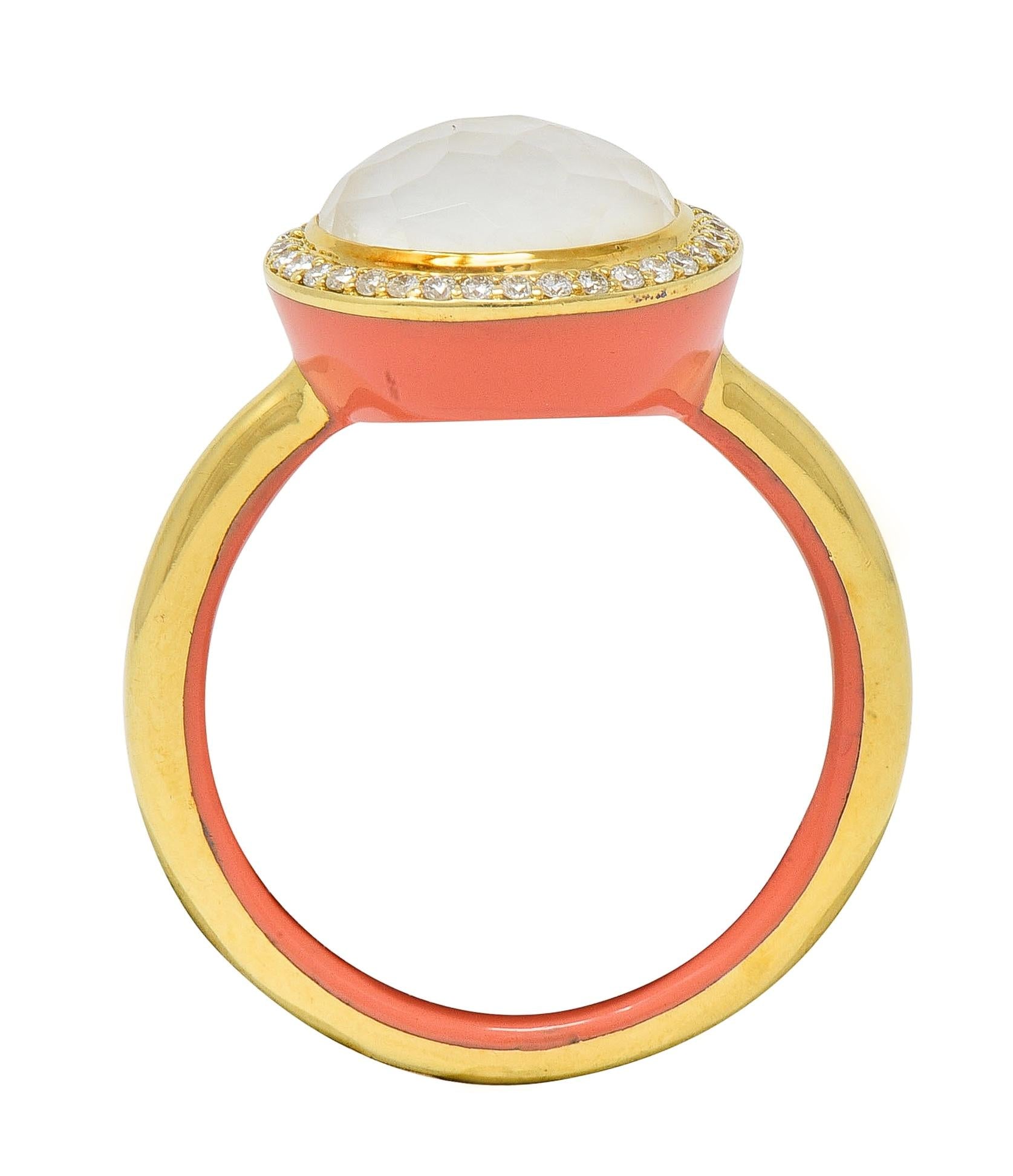 Ippolita Contemporary Diamond Mother-Of-Pearl Quartz Enamel 18K Lollipop Ring