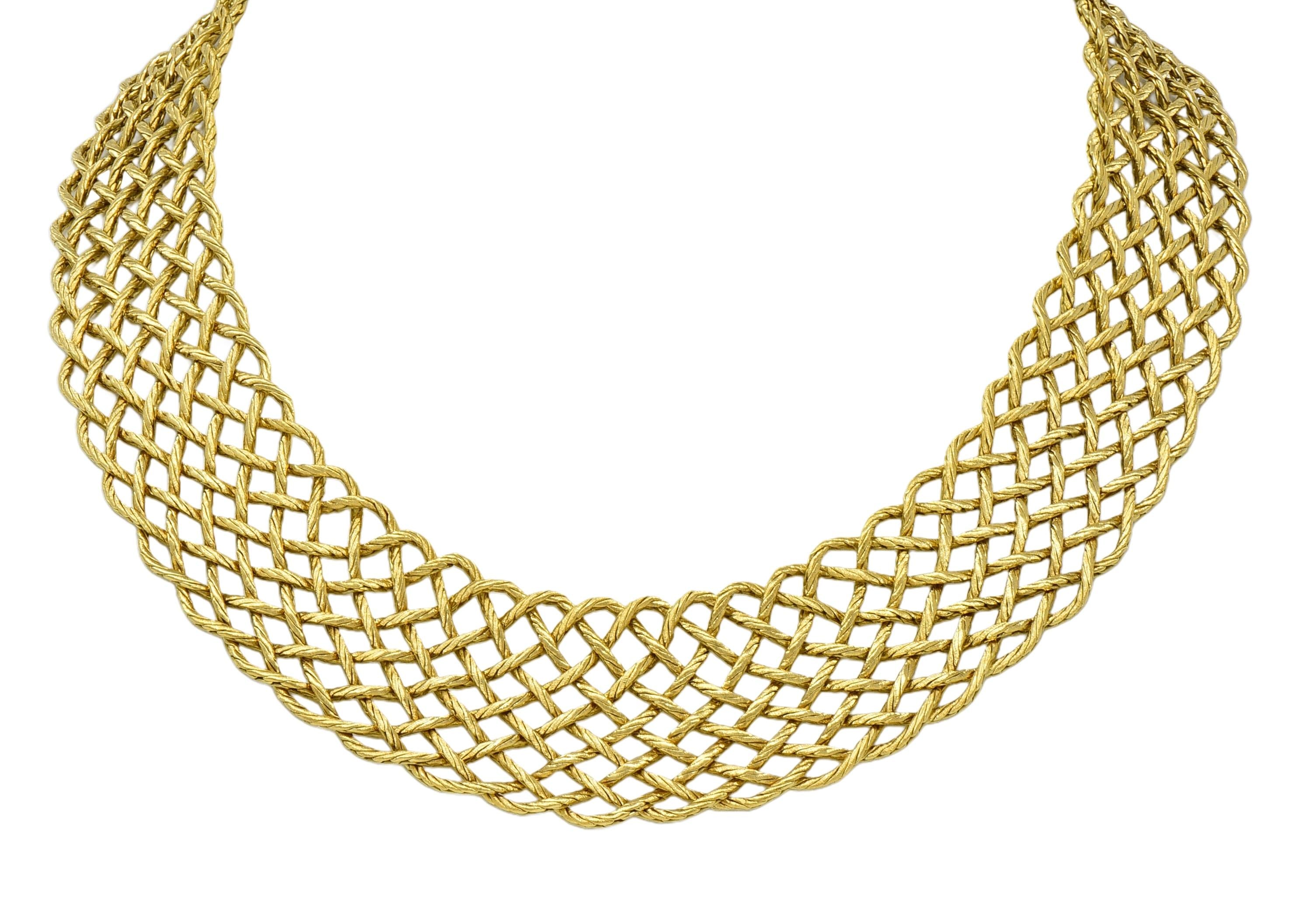 Buccellati 18 Karat Yellow Gold Vintage Woven Crepe de Chine Collar Necklace