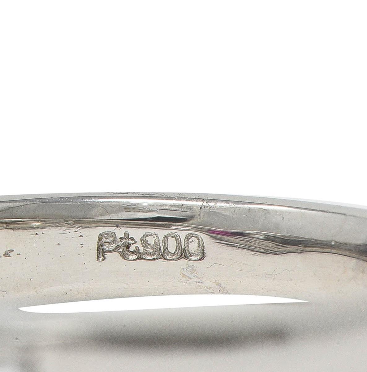 Contemporary 0.82 CTW Ruby Diamond Platinum Three Stone Ring