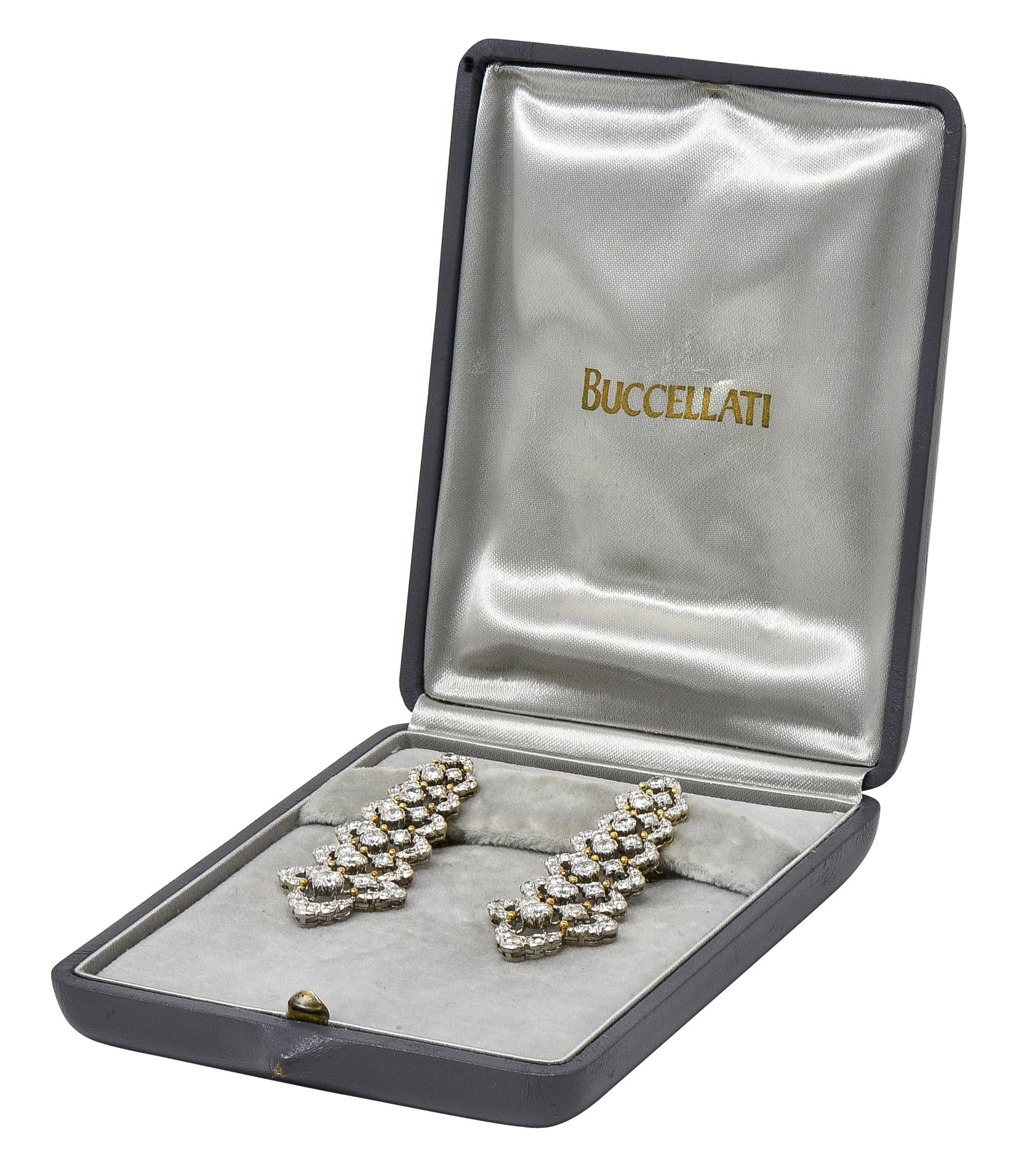 Buccellati 4.50 CTW Diamond 18 Karat Two-Tone Gold Chandelier Drop Earring