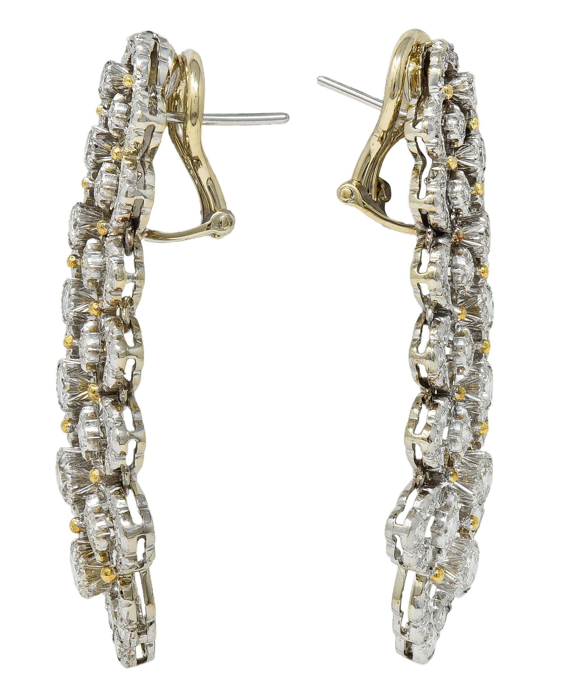 Buccellati 4.50 CTW Diamond 18 Karat Two-Tone Gold Chandelier Drop Earring