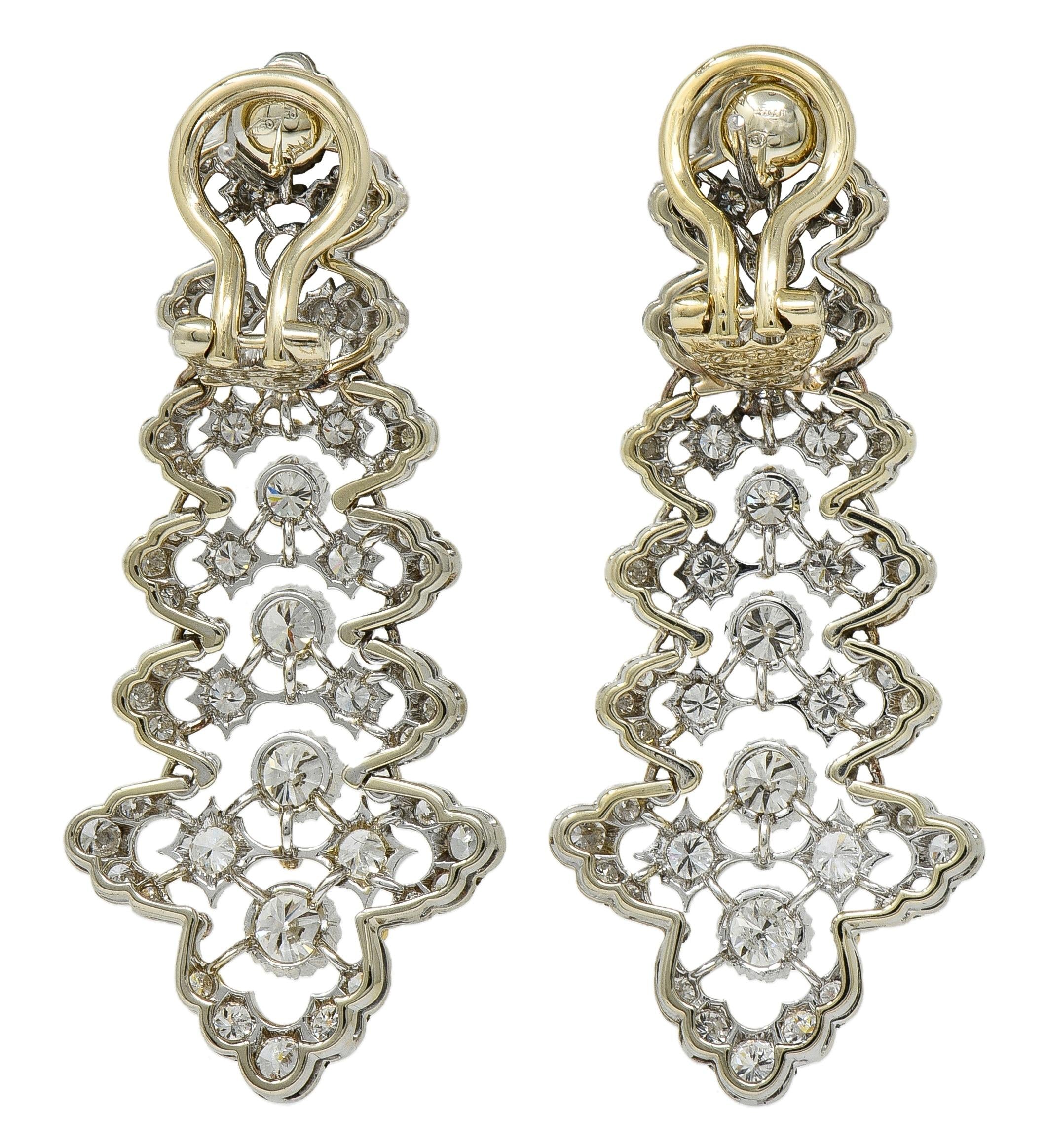 Buccellati 4.50 CTW Diamond 18 Karat Two-Tone Gold Chandelier Drop Earring