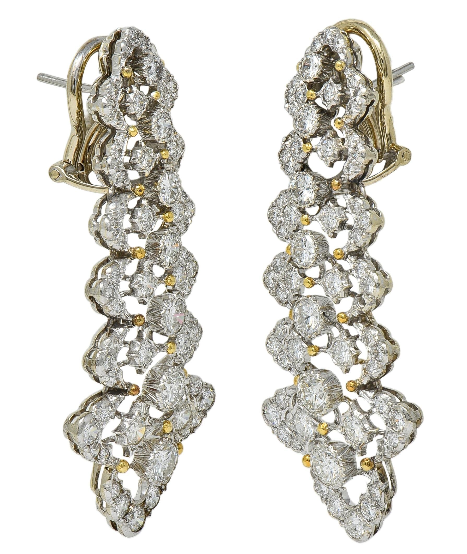 Buccellati 4.50 CTW Diamond 18 Karat Two-Tone Gold Chandelier Drop Earring