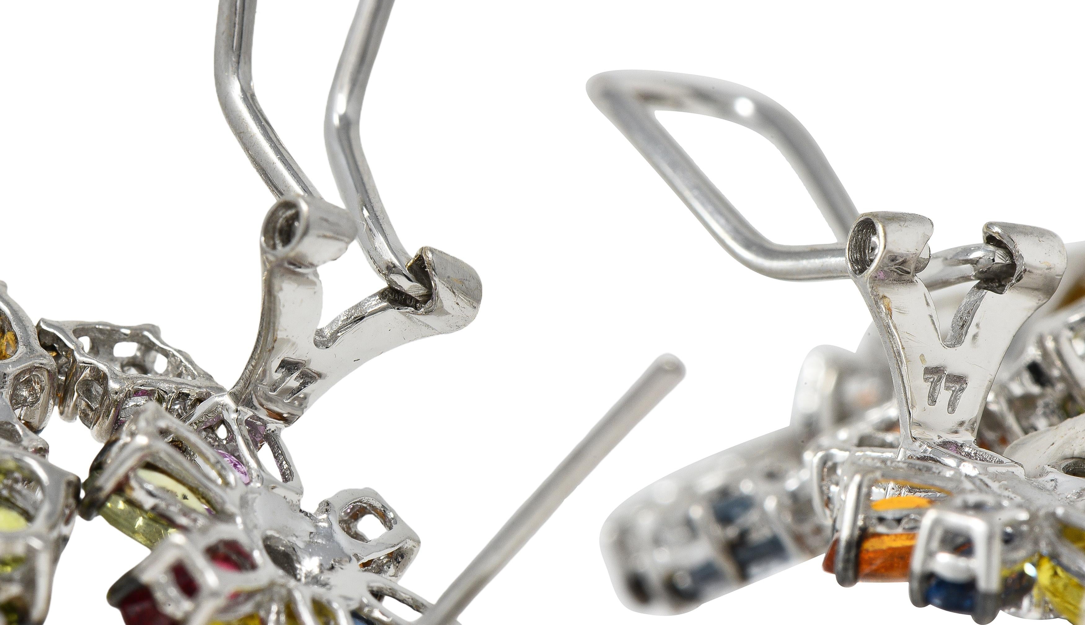 Contemporary Pearl Party Sapphire Diamond 18K White Gold Vintage Earrings