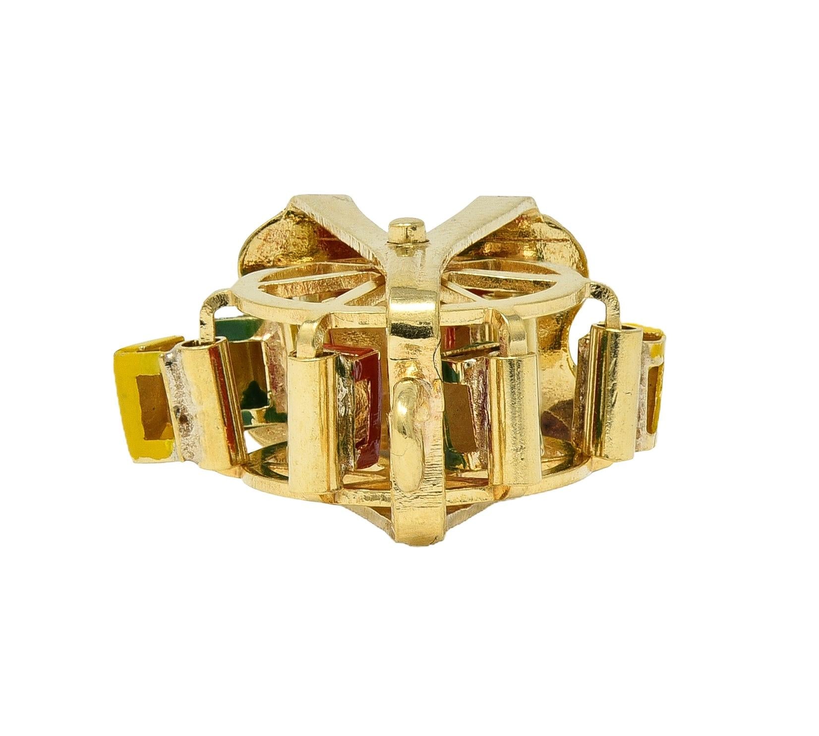 1960's Enamel 14 Karat Yellow Gold Vintage Ferris Wheel Pendant Charm