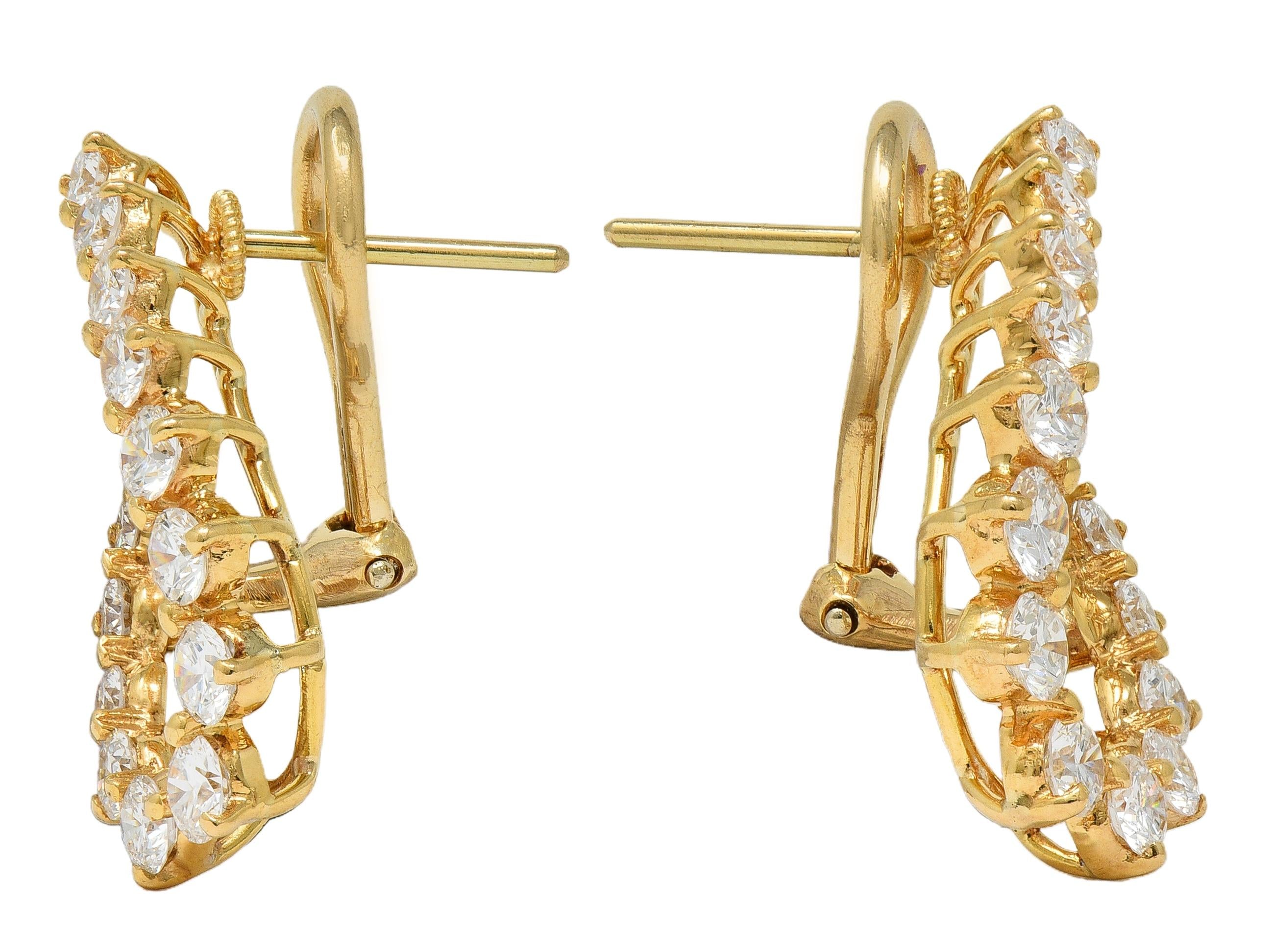 Oscar Heyman 1990's 2.06 CTW Diamond 18 Karat Yellow Gold Vintage Twist Earrings