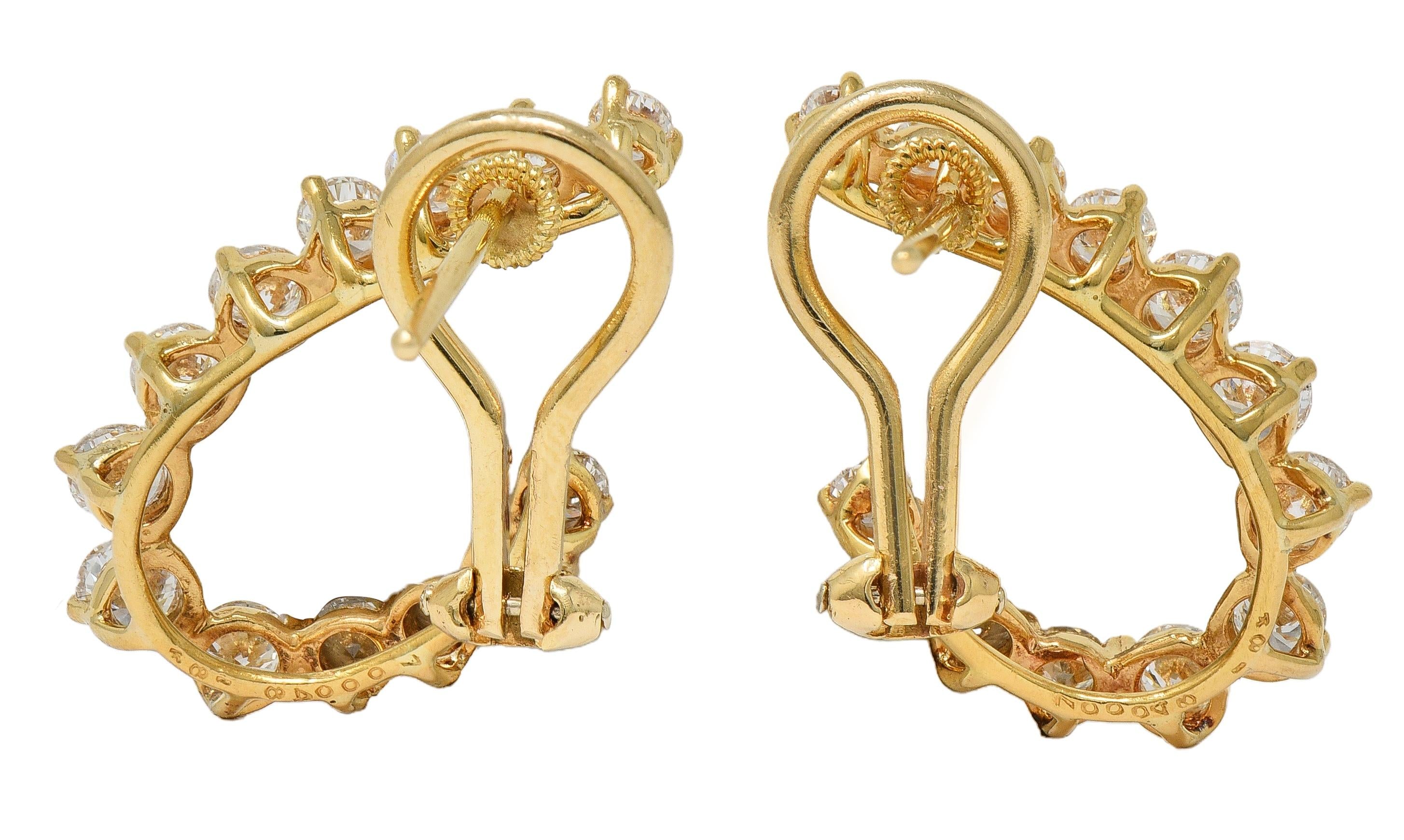 Oscar Heyman 1990's 2.06 CTW Diamond 18 Karat Yellow Gold Vintage Twist Earrings