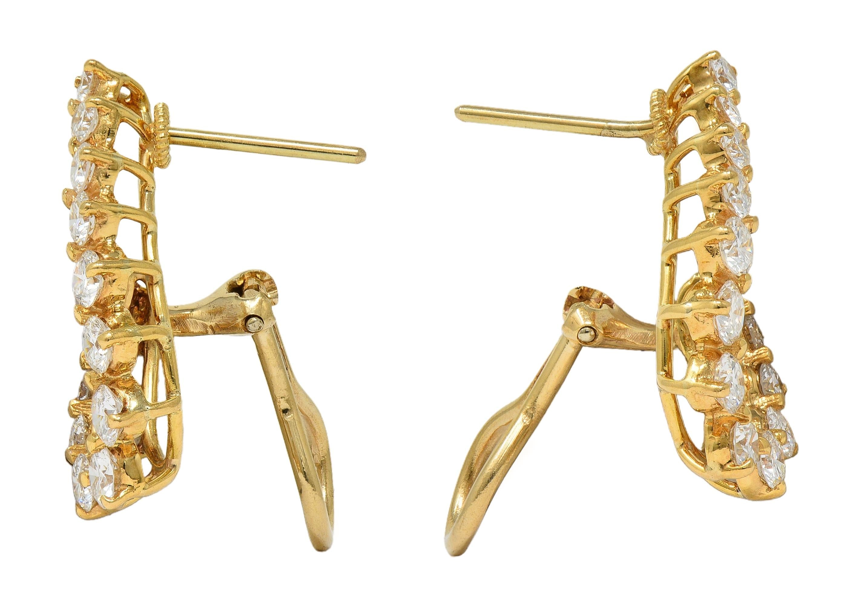 Oscar Heyman 1990's 2.06 CTW Diamond 18 Karat Yellow Gold Vintage Twist Earrings