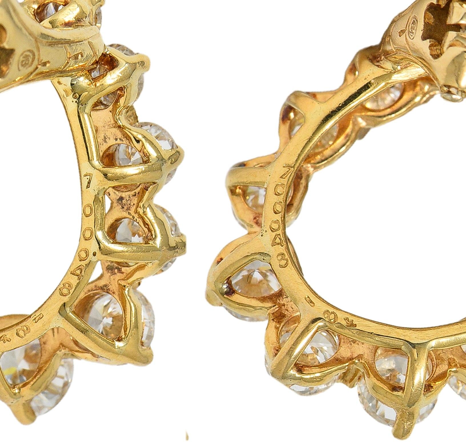 Oscar Heyman 1990's 2.06 CTW Diamond 18 Karat Yellow Gold Vintage Twist Earrings