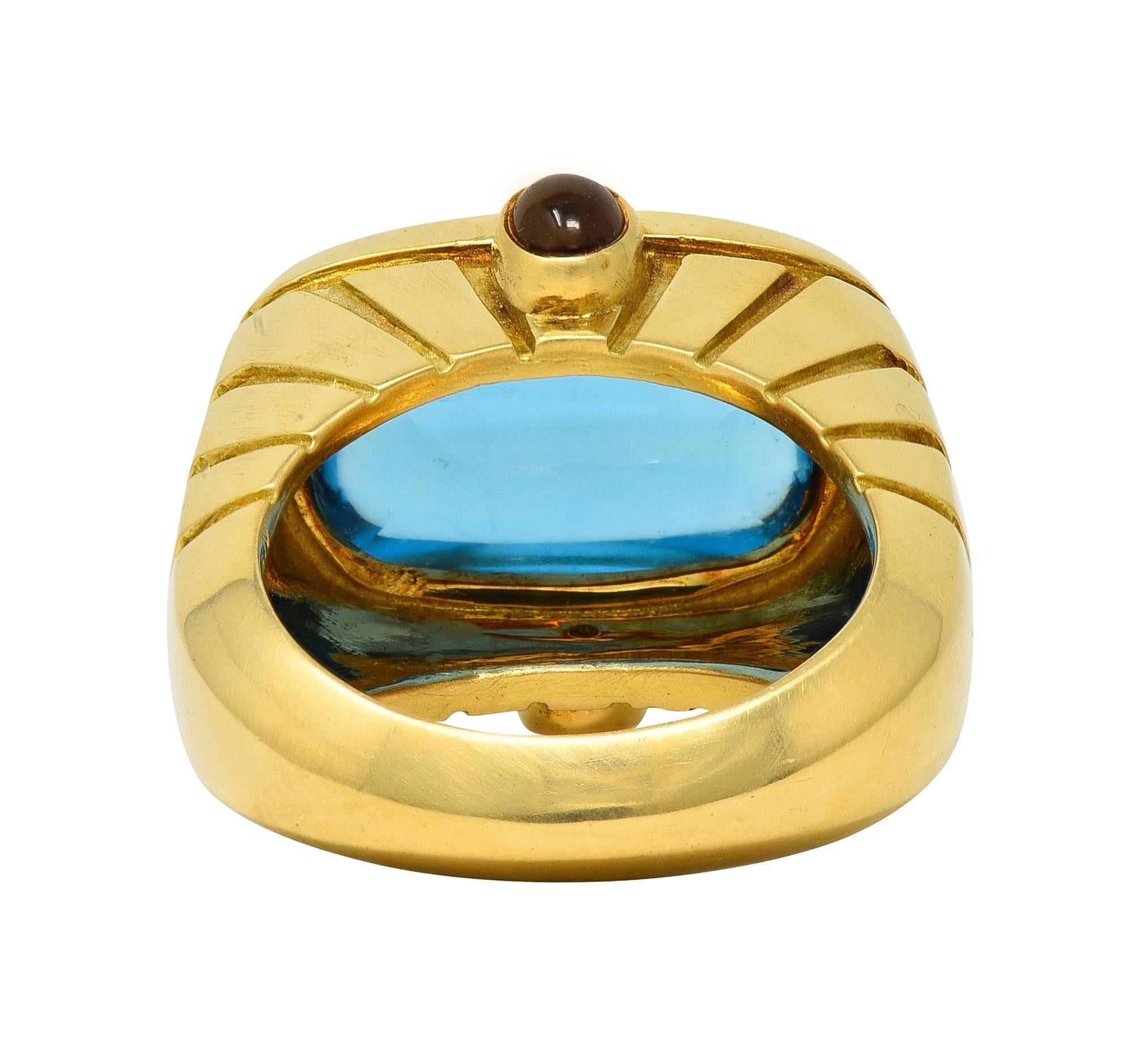 Van Cleef & Arpels 1980's Topaz Citrine 18 Karat Yellow Gold Vintage Domed Ring