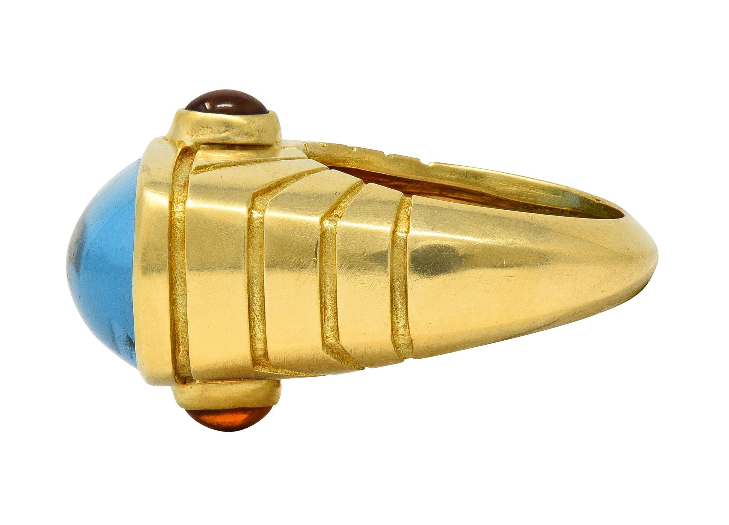 Van Cleef & Arpels 1980's Topaz Citrine 18 Karat Yellow Gold Vintage Domed Ring
