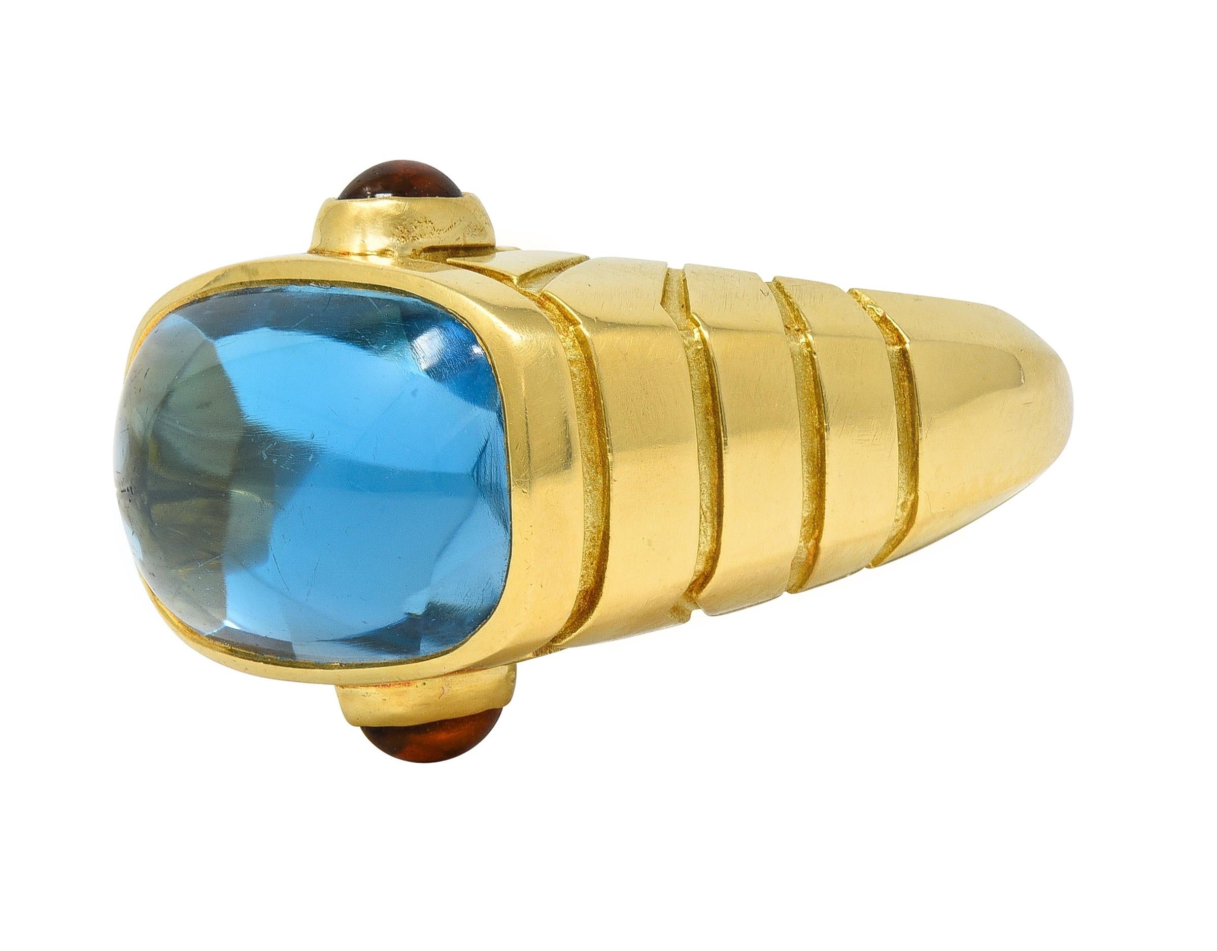 Van Cleef & Arpels 1980's Topaz Citrine 18 Karat Yellow Gold Vintage Domed Ring
