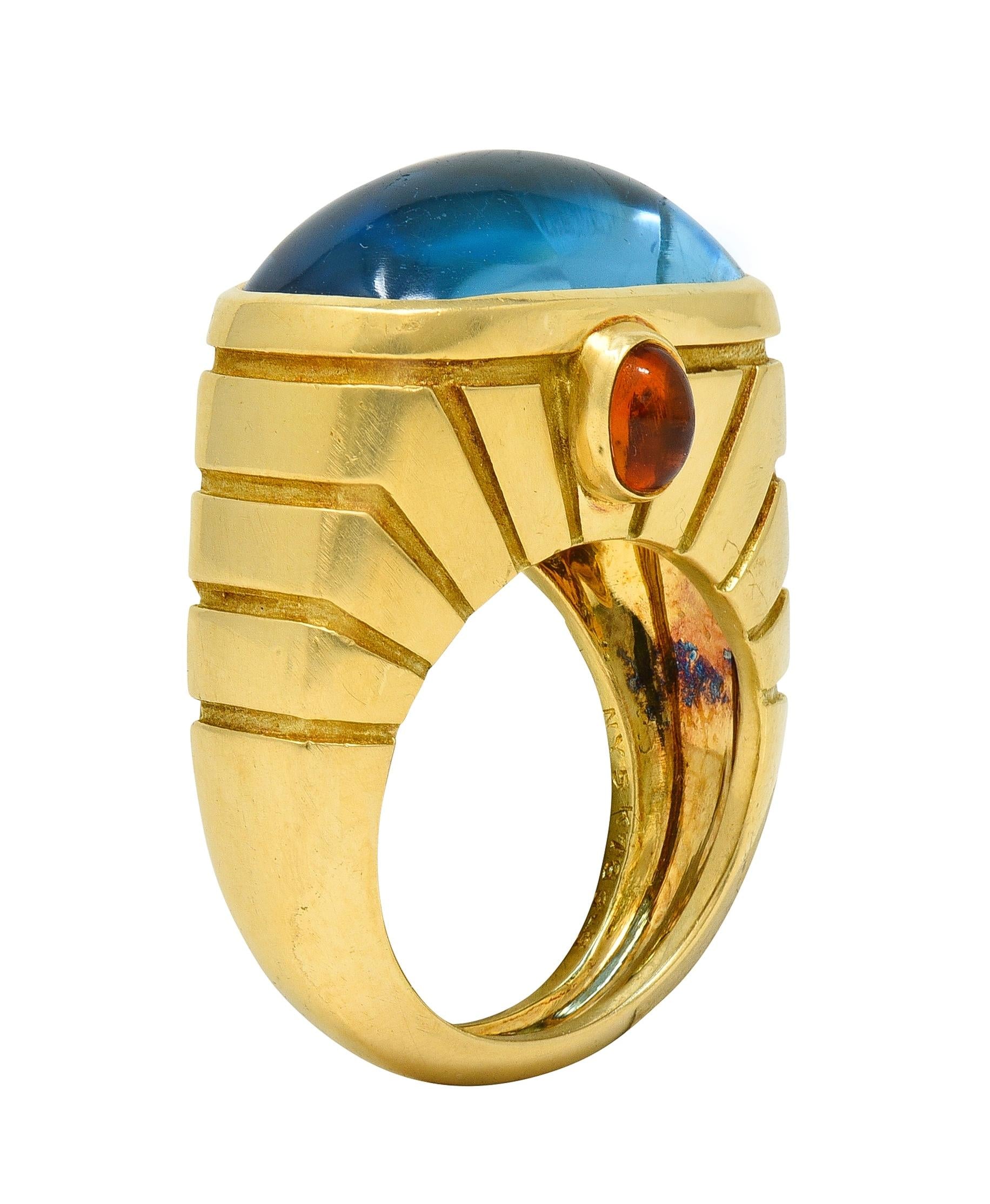 Van Cleef & Arpels 1980's Topaz Citrine 18 Karat Yellow Gold Vintage Domed Ring