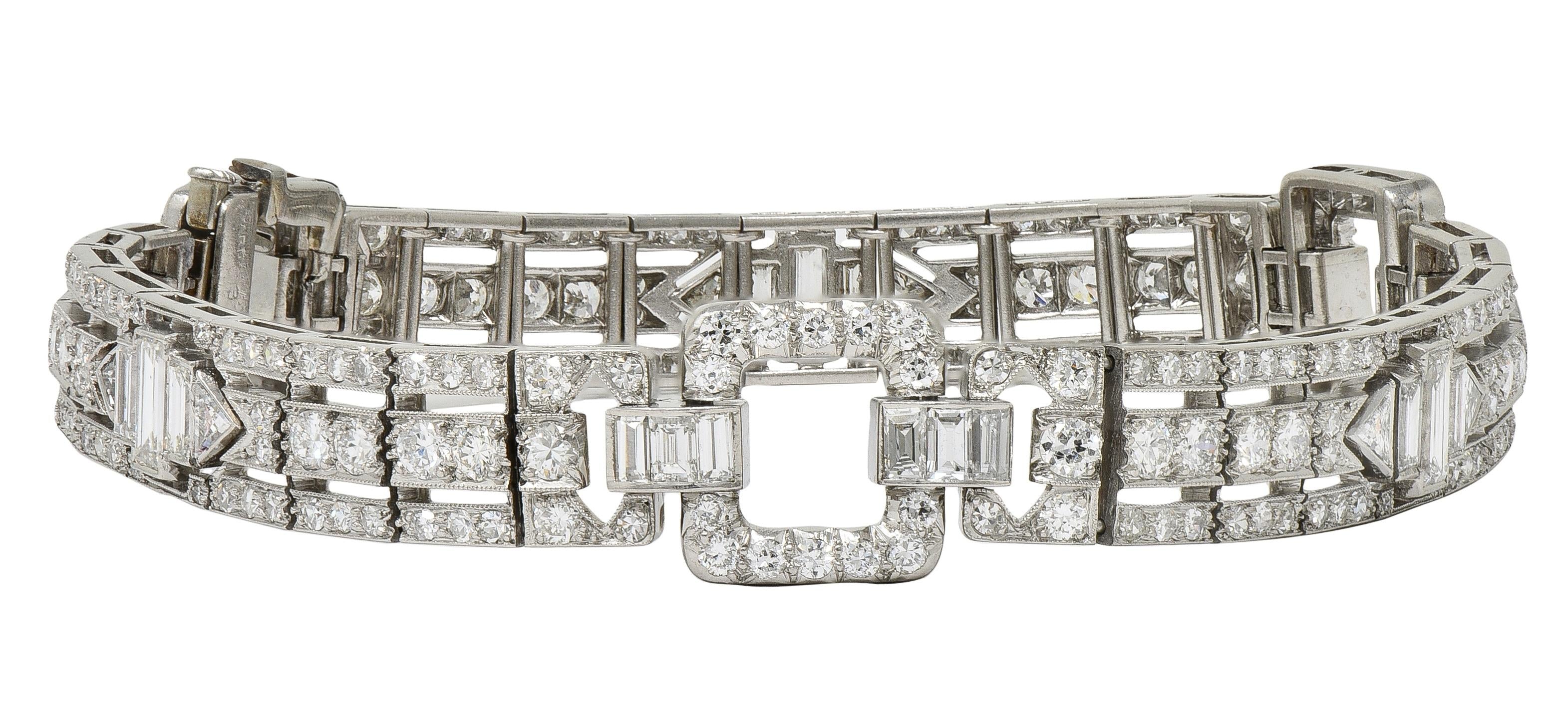 Raymond Yard Art Deco 9.00 CTW Diamond Platinum Vintage Buckle Line Bracelet