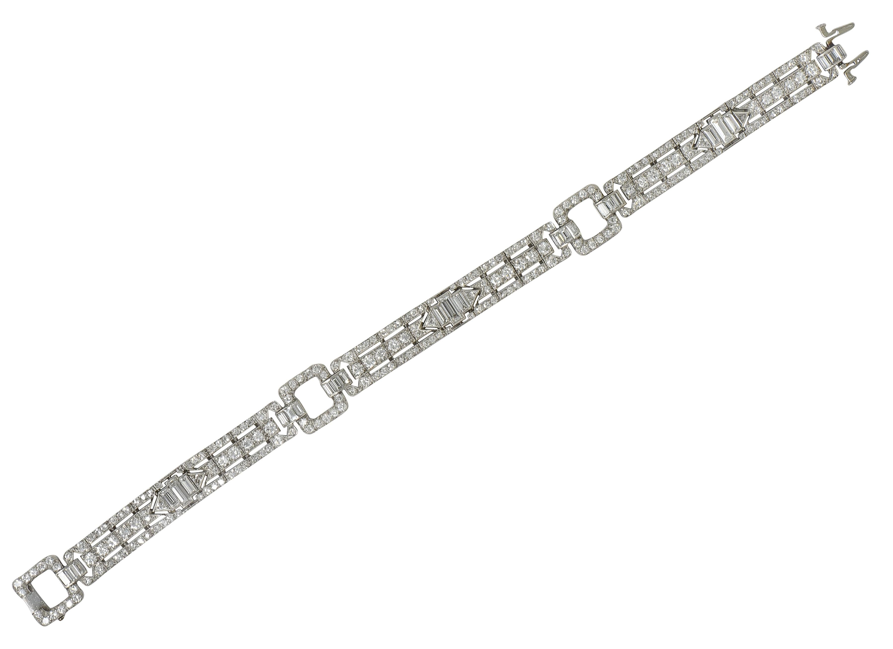 Raymond Yard Art Deco 9.00 CTW Diamond Platinum Vintage Buckle Line Bracelet