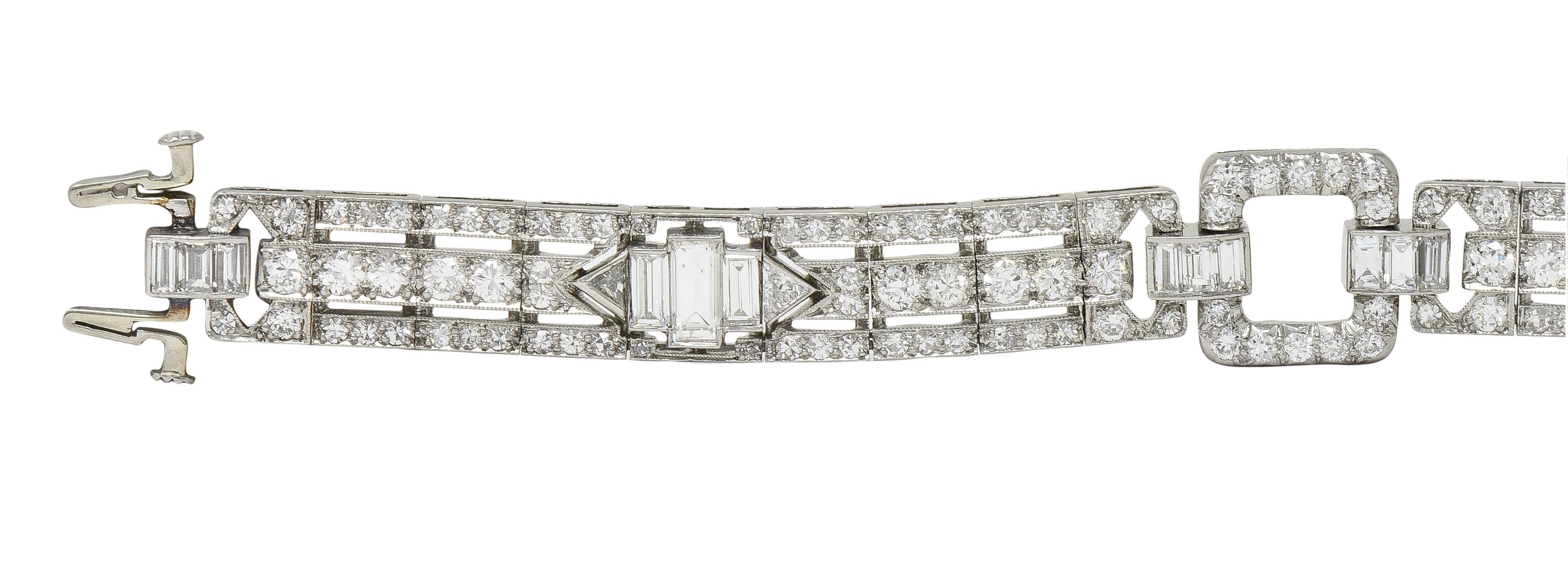 Raymond Yard Art Deco 9.00 CTW Diamond Platinum Vintage Buckle Line Bracelet