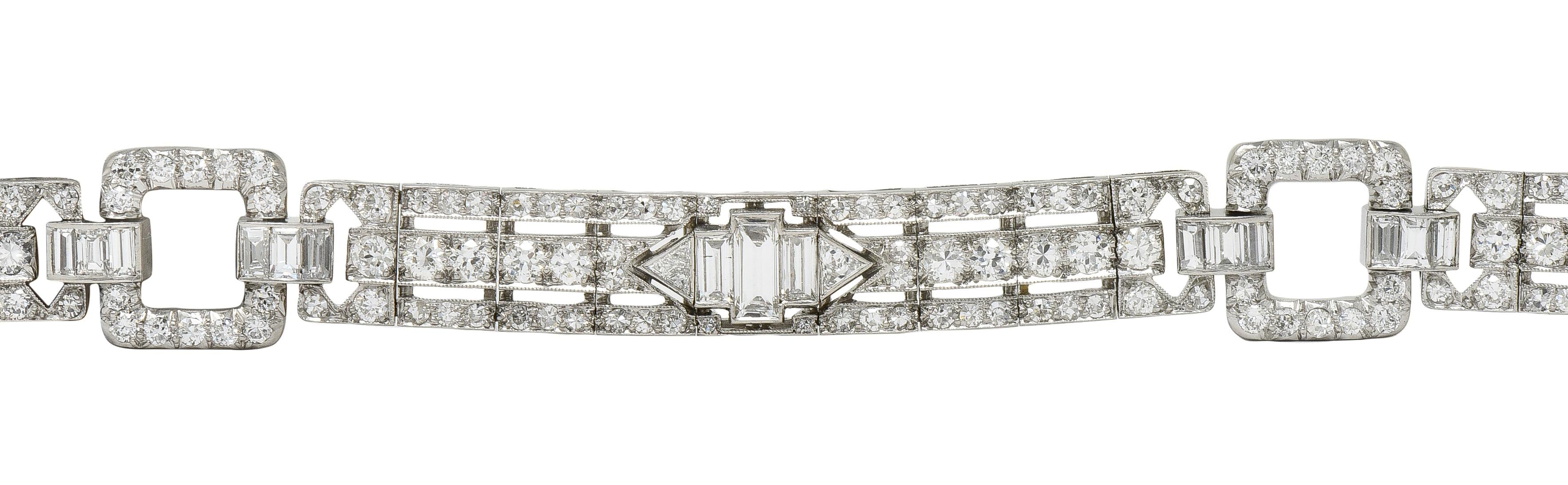 Raymond Yard Art Deco 9.00 CTW Diamond Platinum Vintage Buckle Line Bracelet