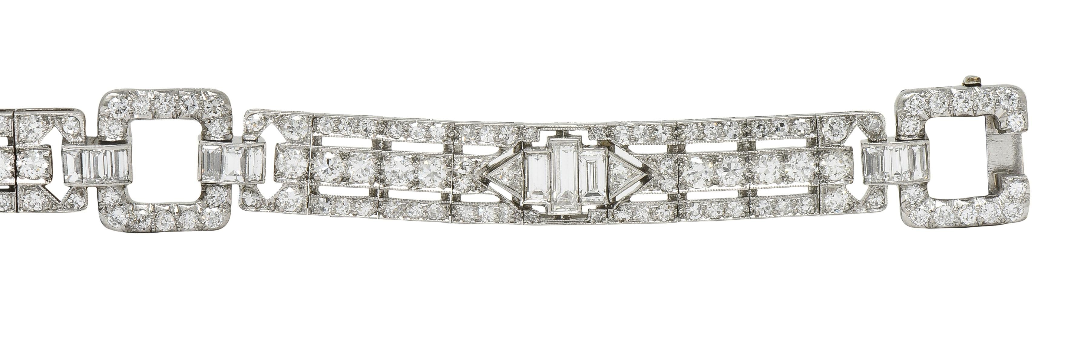 Raymond Yard Art Deco 9.00 CTW Diamond Platinum Vintage Buckle Line Bracelet