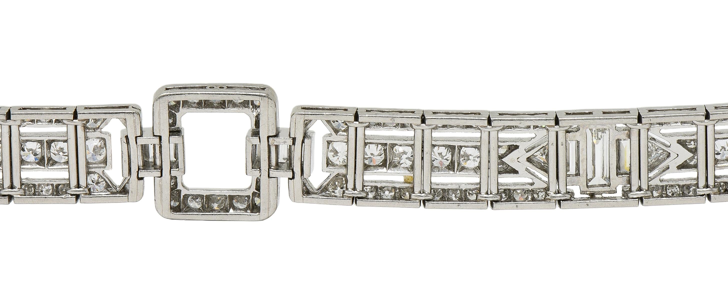 Raymond Yard Art Deco 9.00 CTW Diamond Platinum Vintage Buckle Line Bracelet