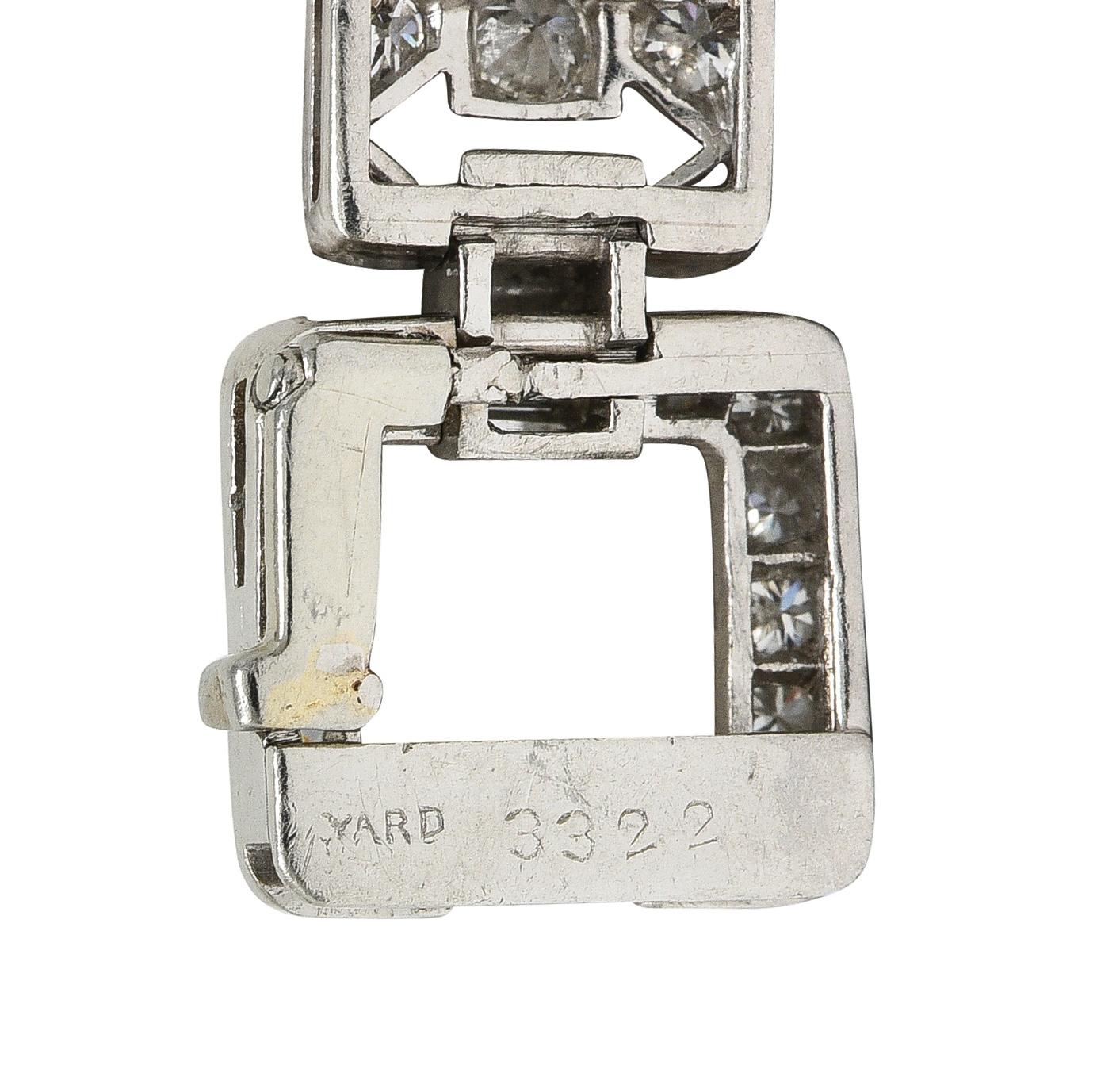 Raymond Yard Art Deco 9.00 CTW Diamond Platinum Vintage Buckle Line Bracelet