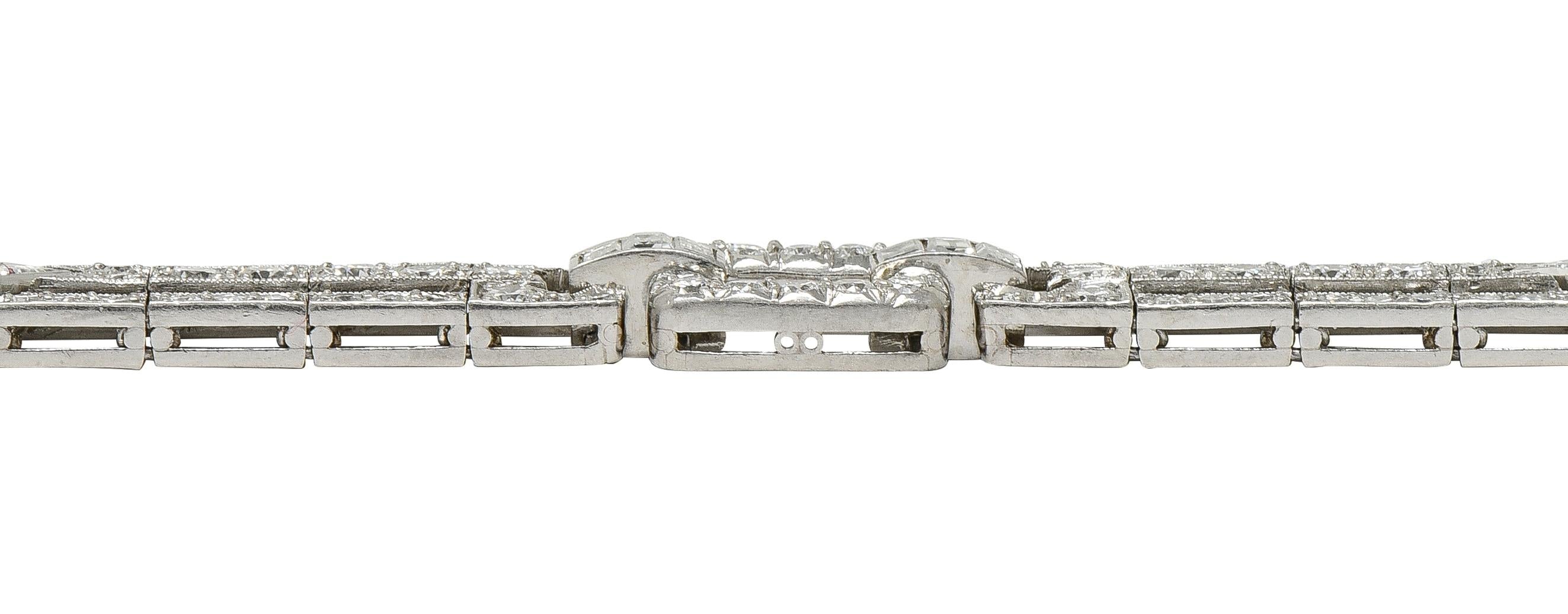 Raymond Yard Art Deco 9.00 CTW Diamond Platinum Vintage Buckle Line Bracelet