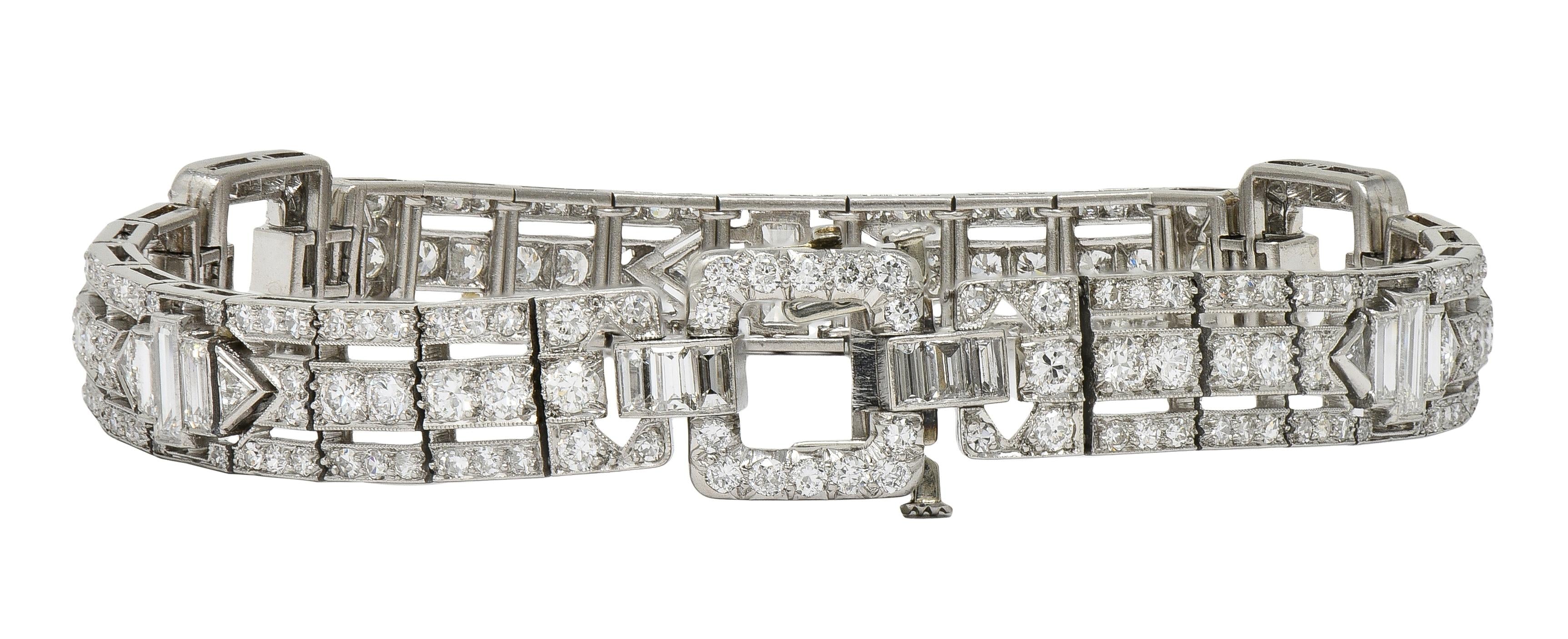 Raymond Yard Art Deco 9.00 CTW Diamond Platinum Vintage Buckle Line Bracelet