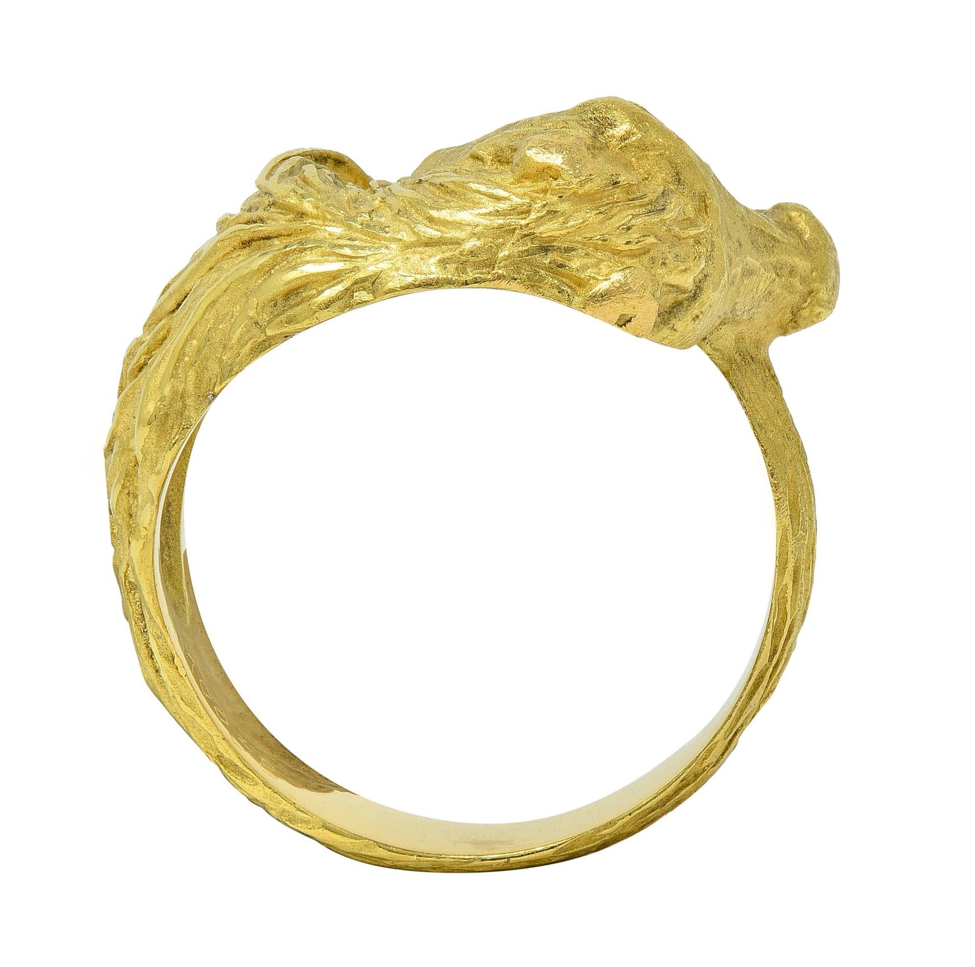 Hermès Paris 18 Karat Yellow Gold Vintage 1960's Horse Animal Ring