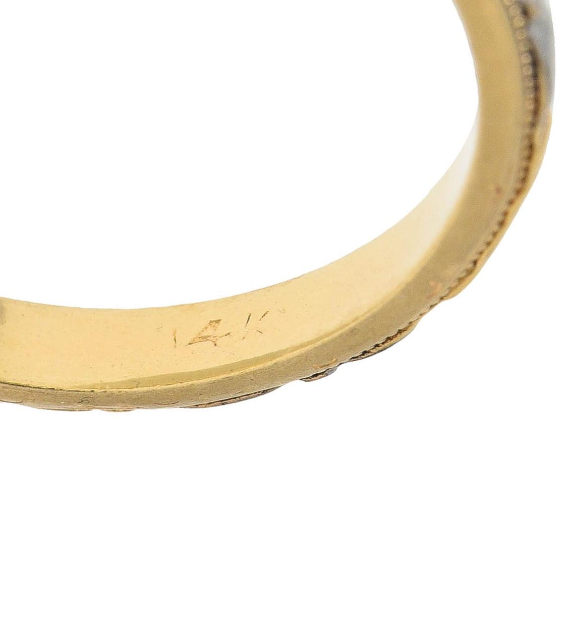 Art Deco Two-Tone 14 Karat Gold Vintage Orange Blossom Wedding Band Ring