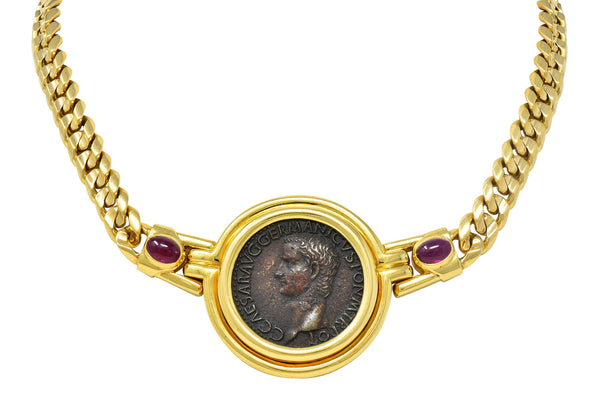 Bulgari Ruby Ancient Coin 18 Karat Gold Monete Roman Caligula Collar Necklace