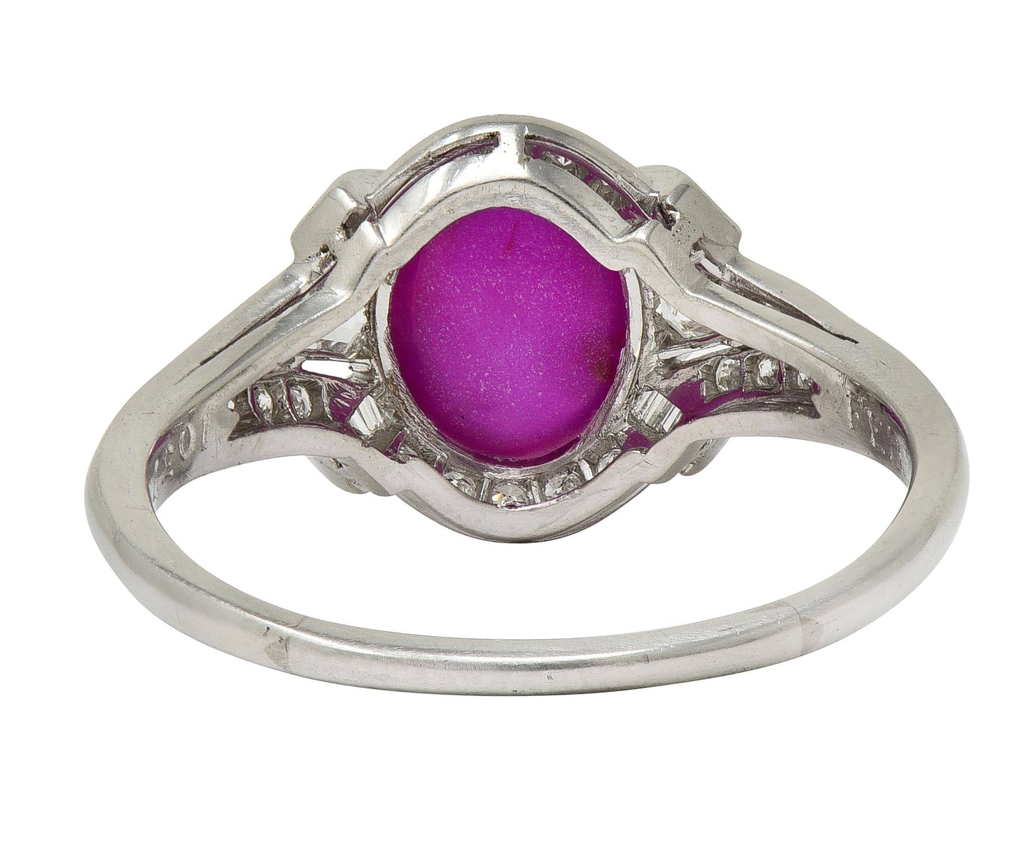Mid-Century 4.10 CTW Star Ruby Diamond Platinum Vintage Bombé Ring