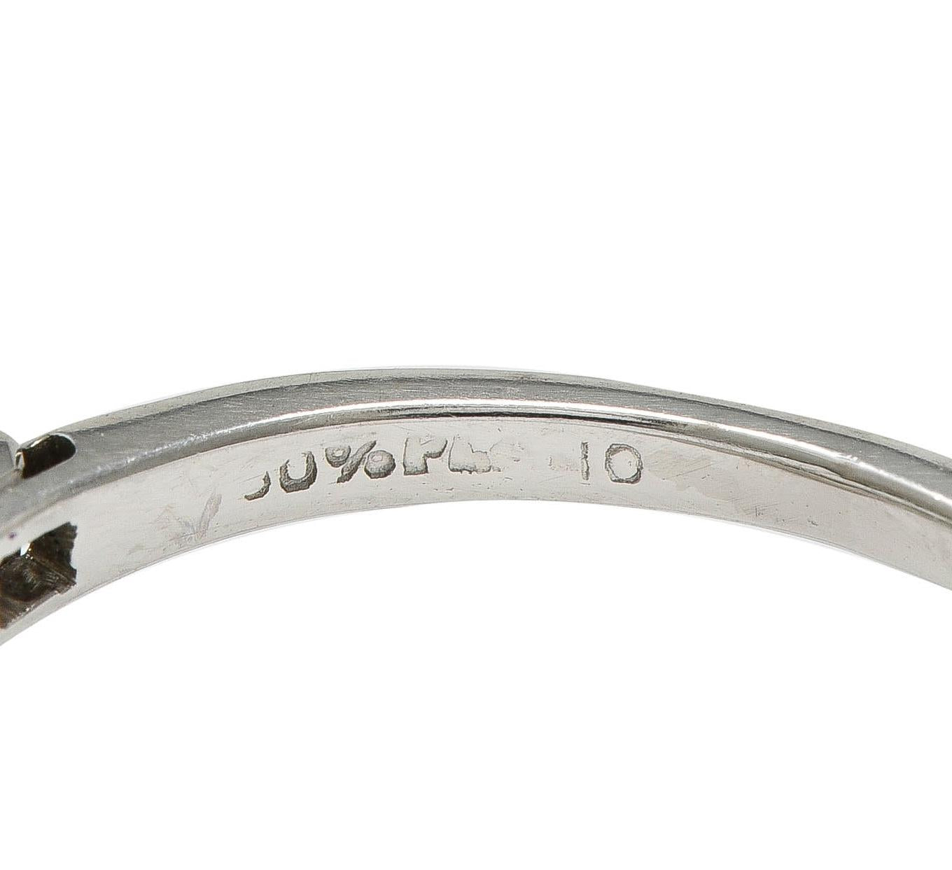 Mid-Century 0.85 CTW Transitional Cut Diamond Platinum Vintage Engagement Ring