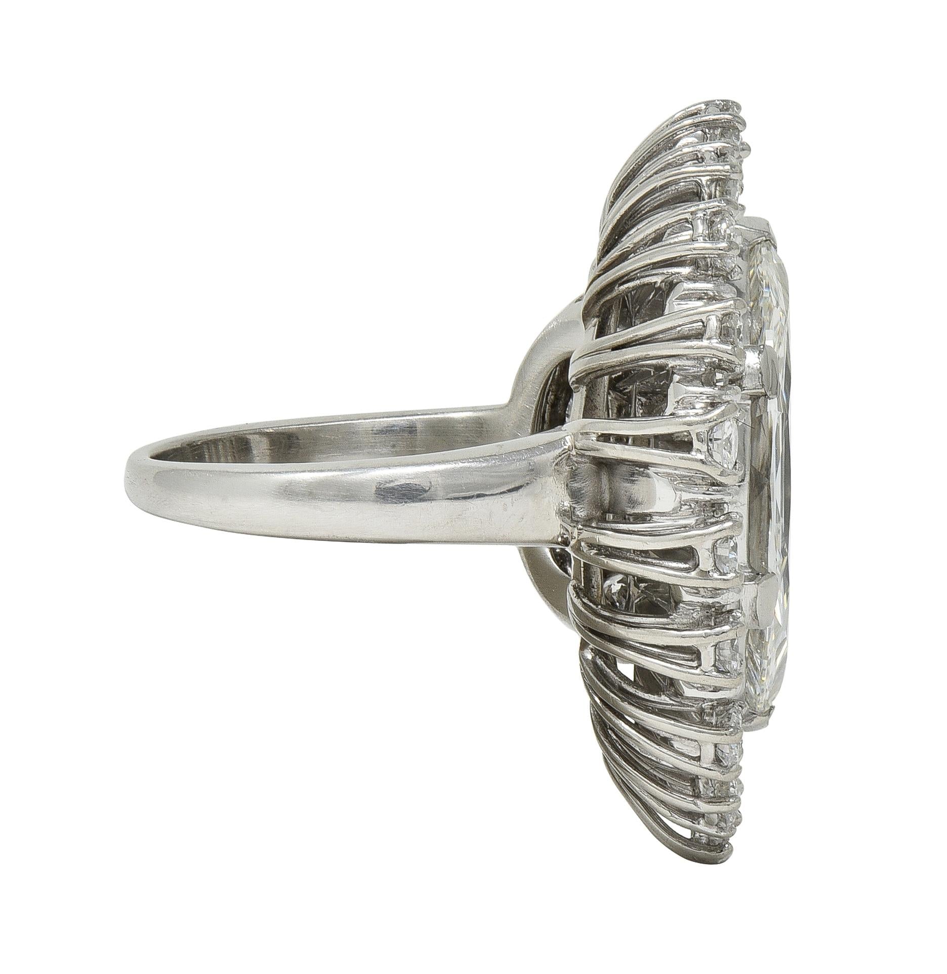 Oscar Heyman 1946 Mid Century Diamond Platinum Vintage Half-Moon Spray Ring