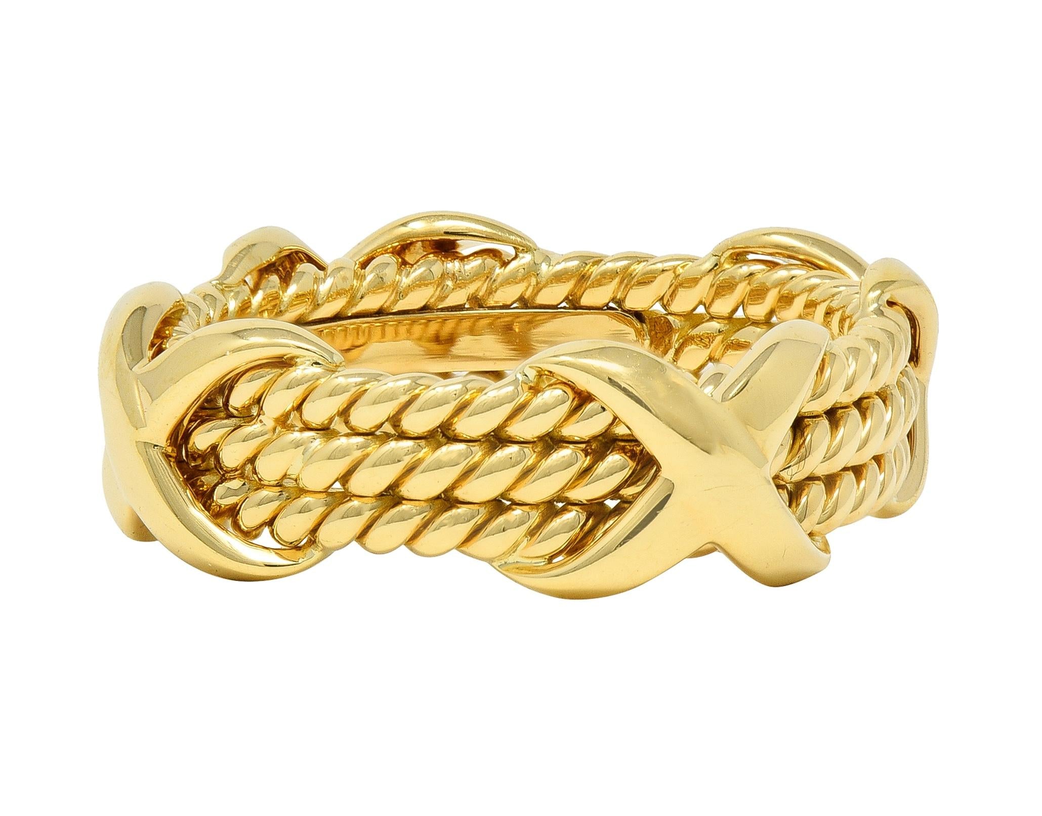 Jean Schlumberger Tiffany & Co. 18 Karat Yellow Gold Twisted Rope X Band Ring