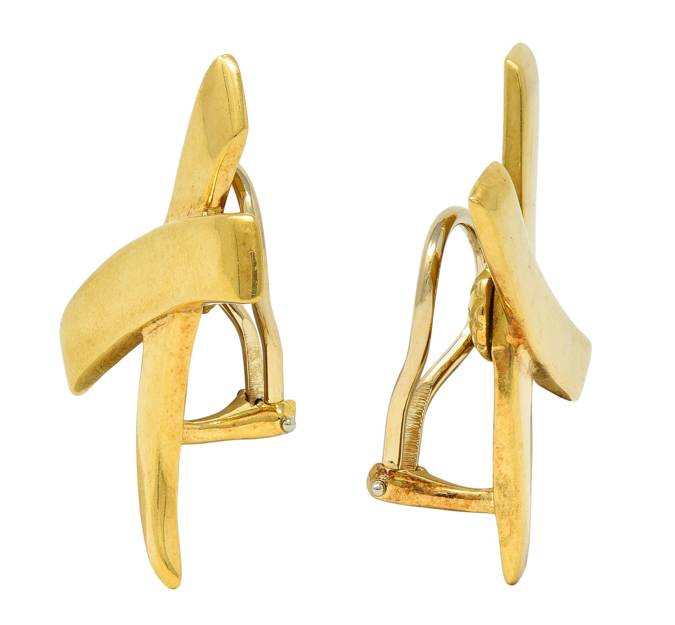 Paloma Picasso Tiffany & Co. 1983 18K Gold X Graffiti Vintage Ear-Clip Earrings