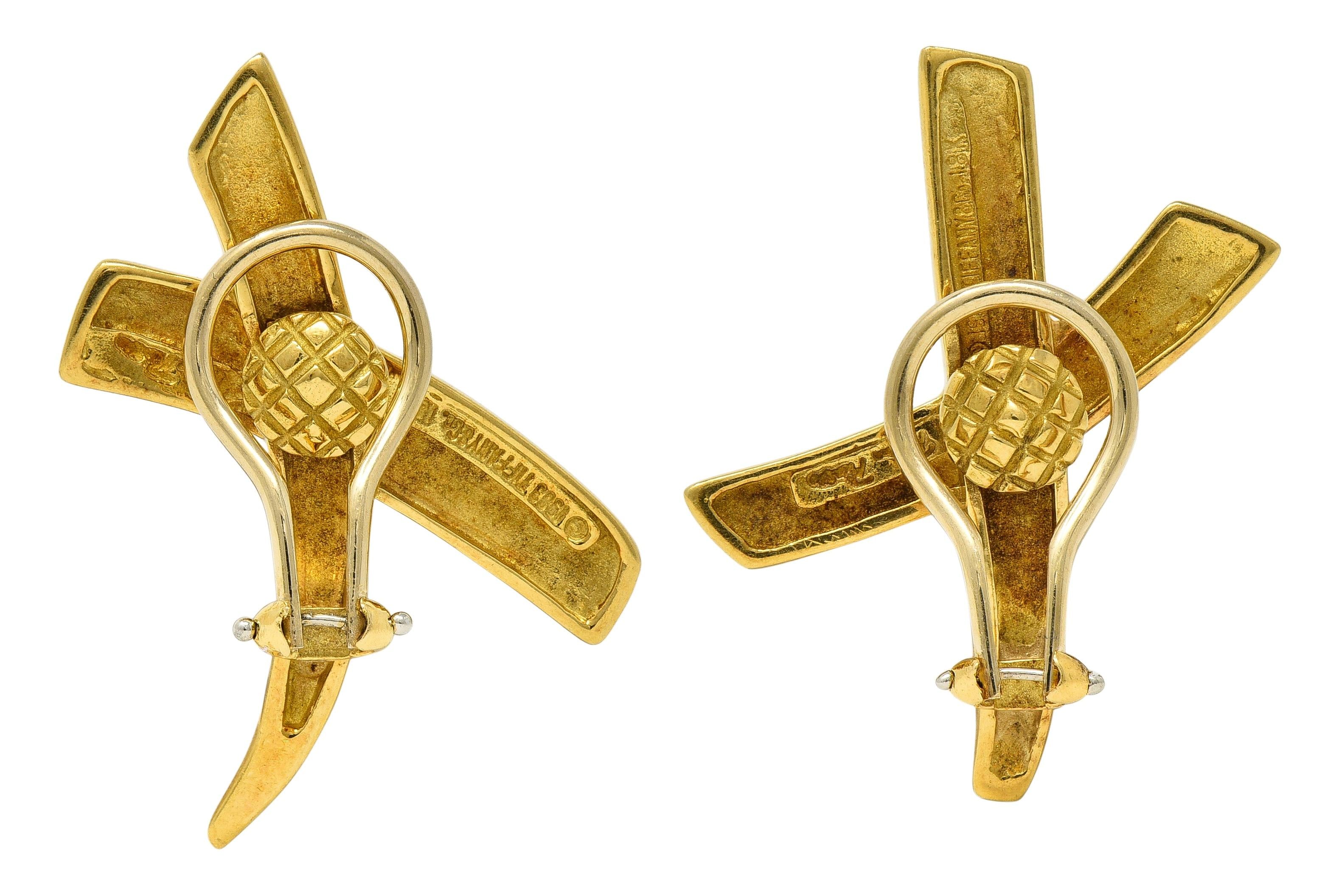 Paloma Picasso Tiffany & Co. 1983 18K Gold X Graffiti Vintage Ear-Clip Earrings