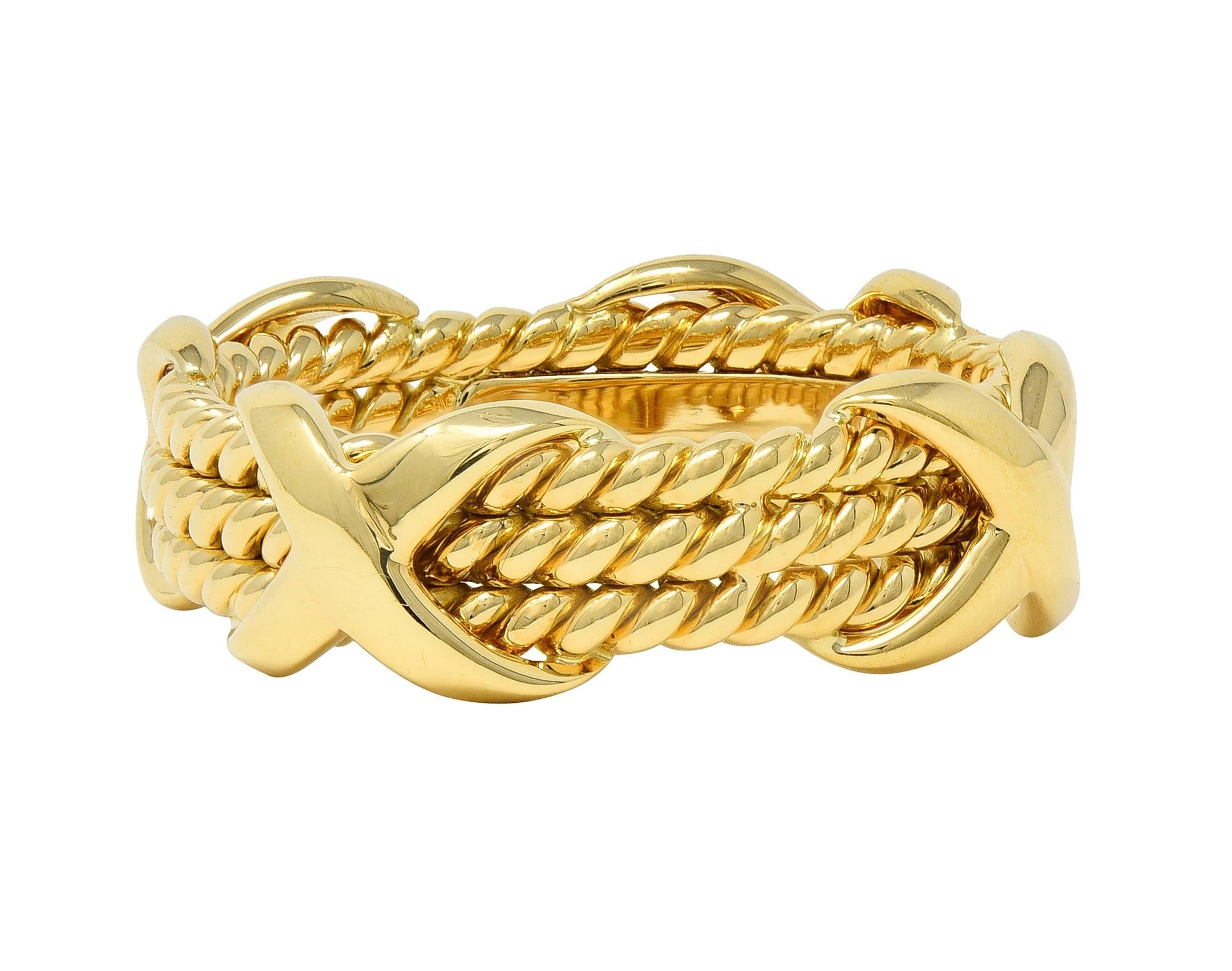 Jean Schlumberger Tiffany & Co. 18 Karat Yellow Gold Twisted Rope X Band Ring