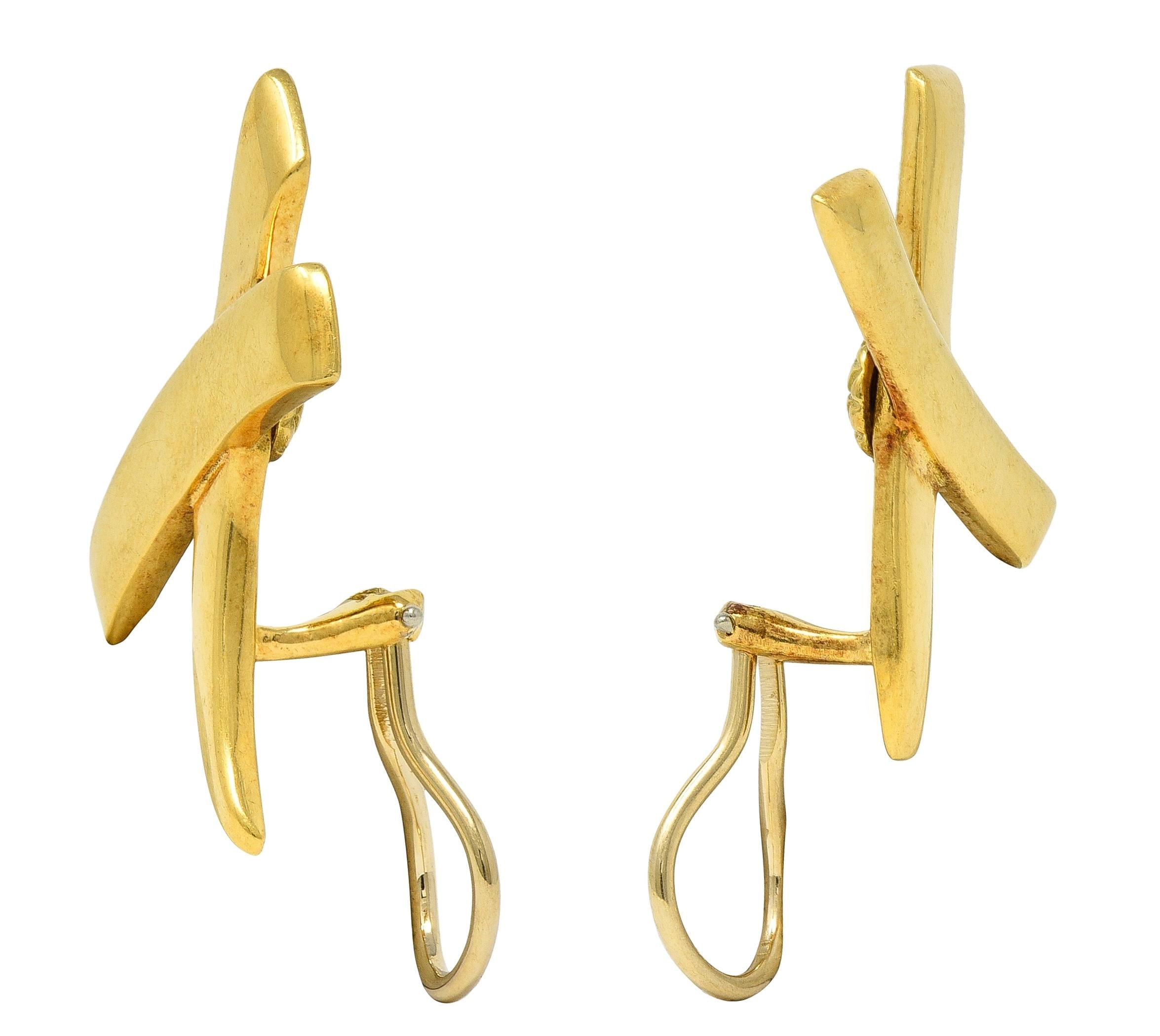 Paloma Picasso Tiffany & Co. 1983 18K Gold X Graffiti Vintage Ear-Clip Earrings
